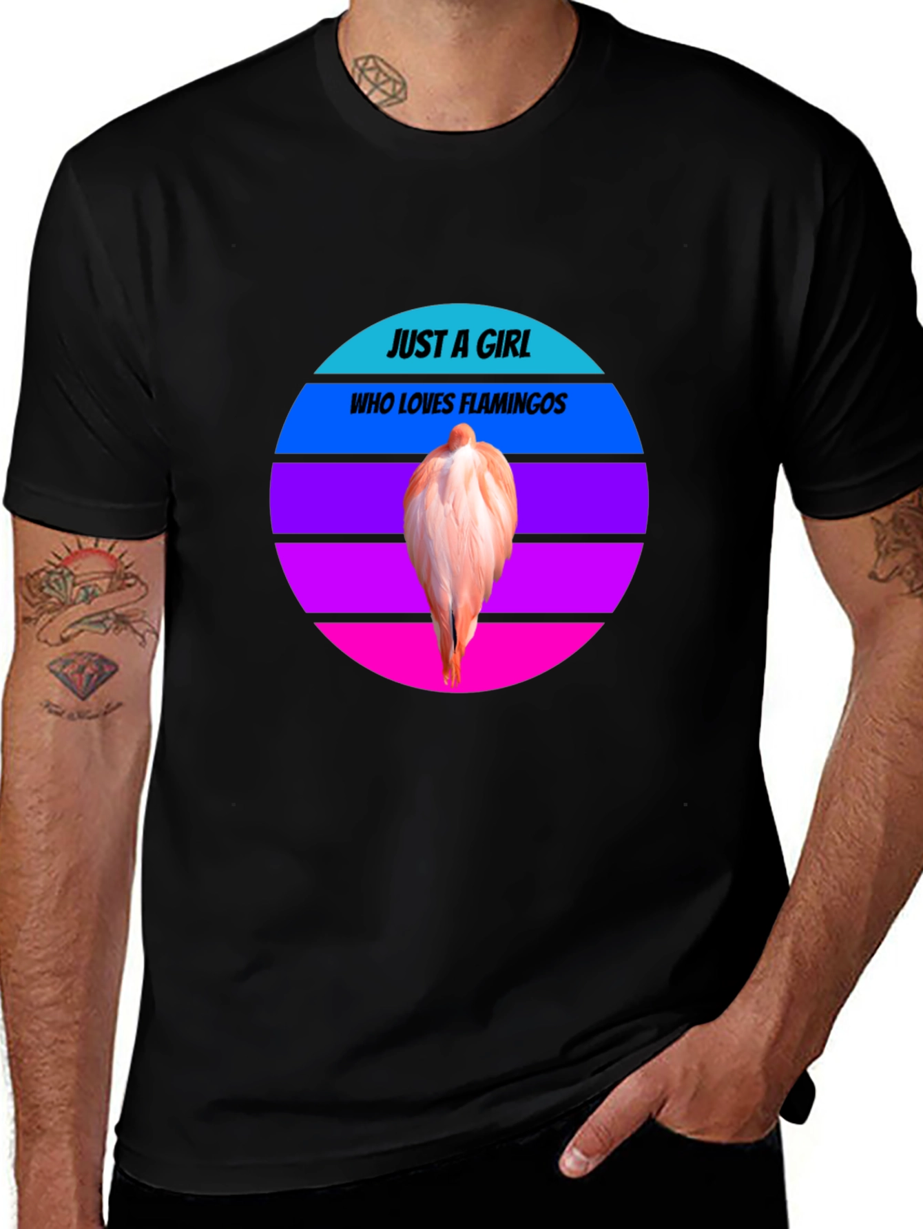 Variant 22 of Just A Girl Who Loves Flamingos Black Tee