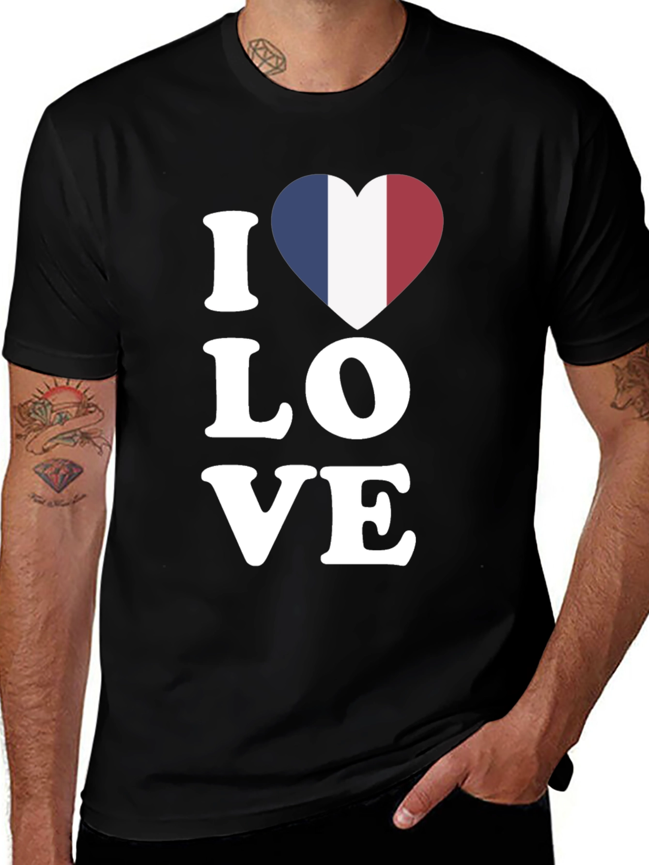 I Love France T-Shirt - Patriotic French Flag Heart Tee
