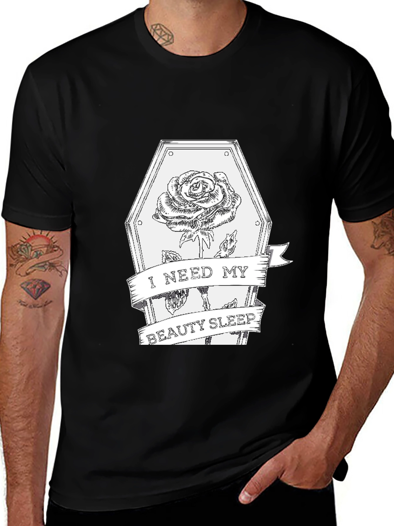 I Need My Beauty Sleep Coffin Rose Graphic Tee