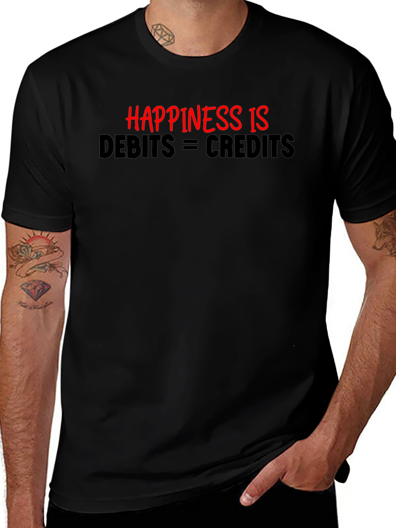 Variant 25 of Happiness Is Debits = Credits - Accounting T-Shirt