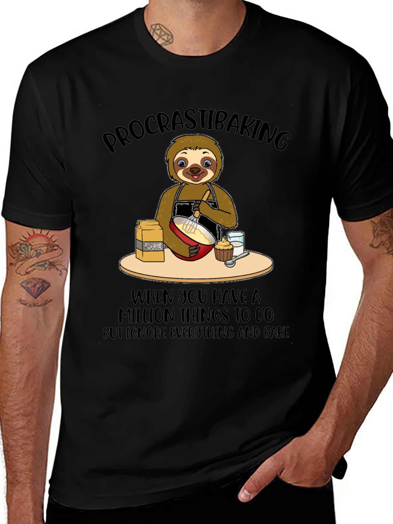 Variant 13 of Procrastibaking Sloth Graphic T-Shirt