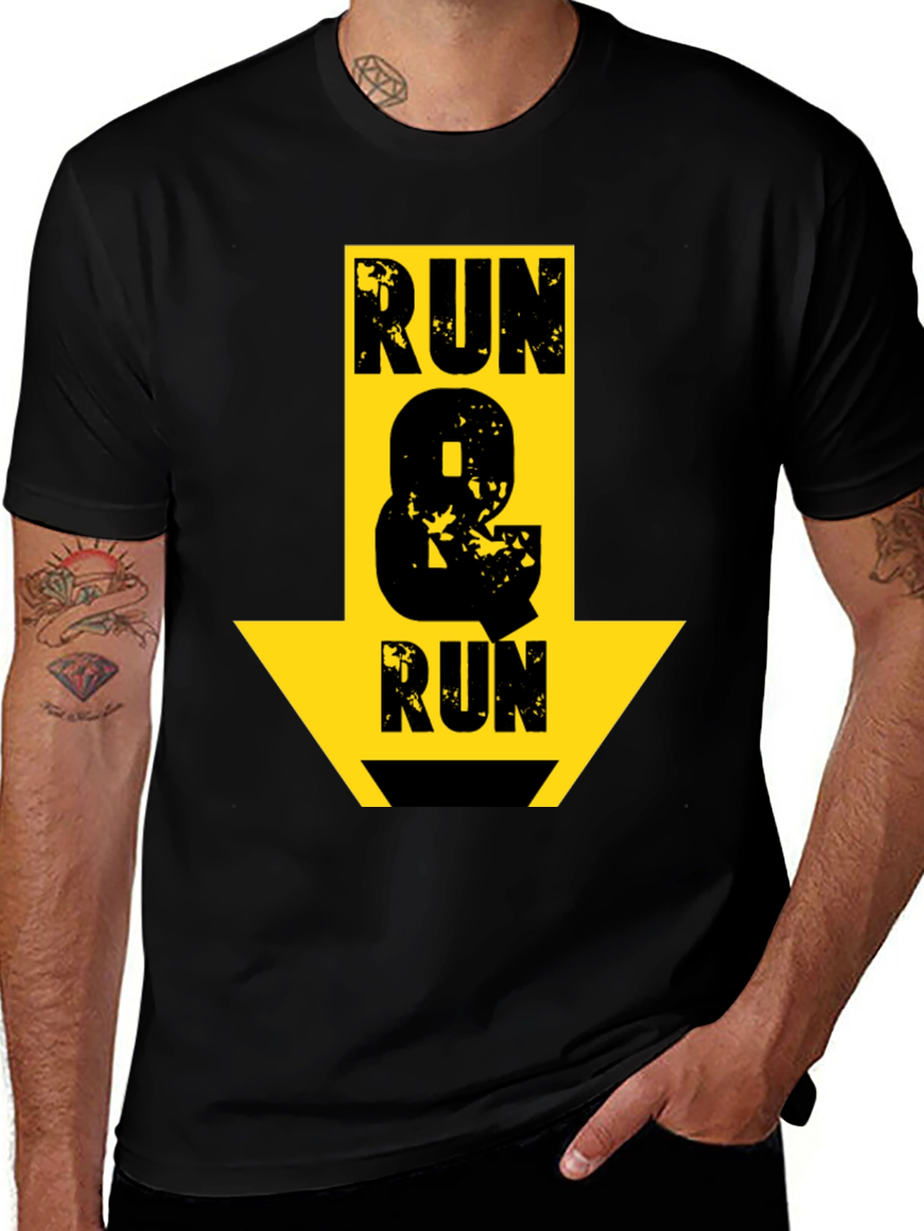 Variant 15 of Run & Run Graphic T-Shirt - Black Cotton Tee