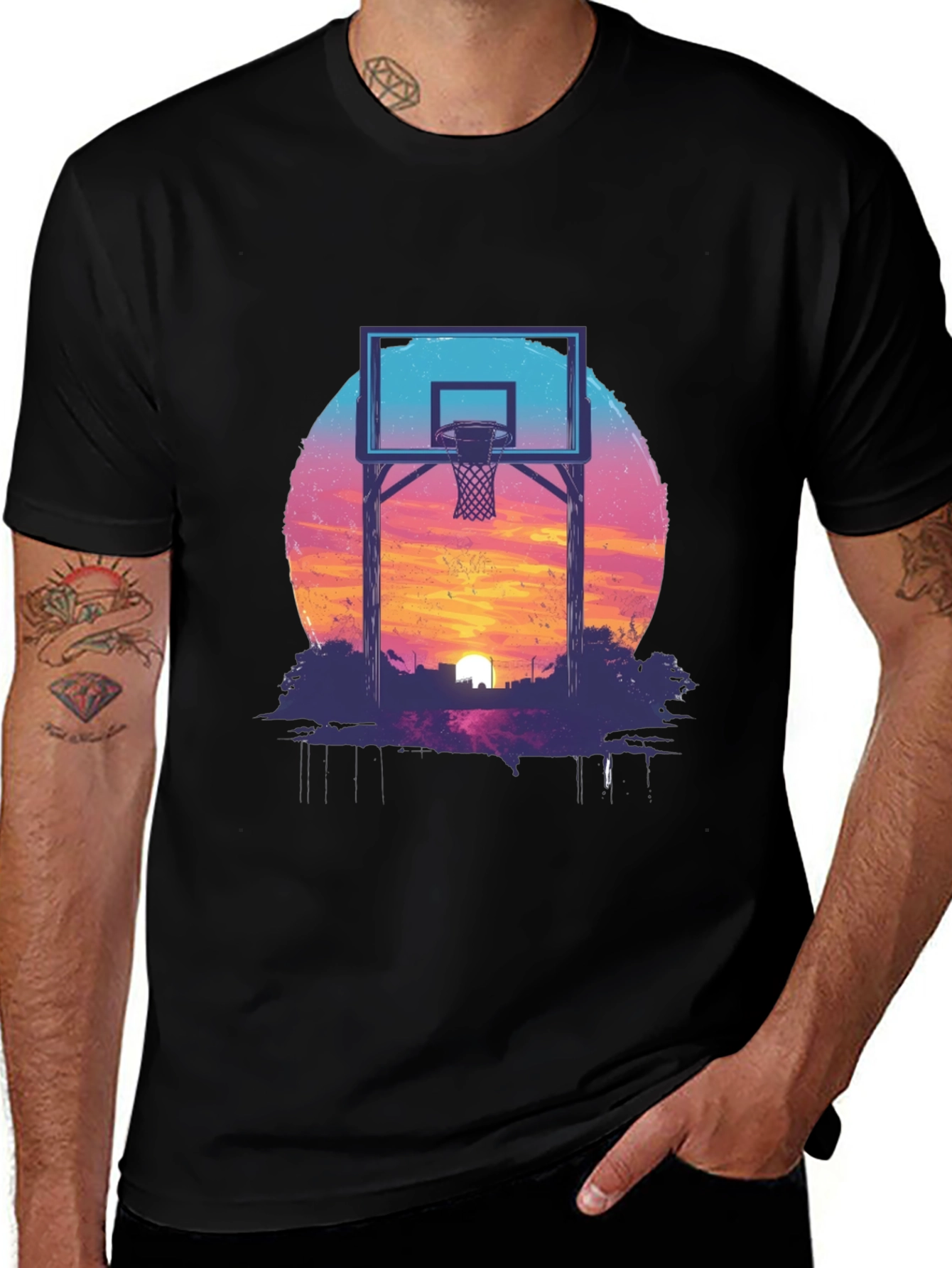 Variant 5 of Sunset Basketball T-Shirt - Graphic Tee