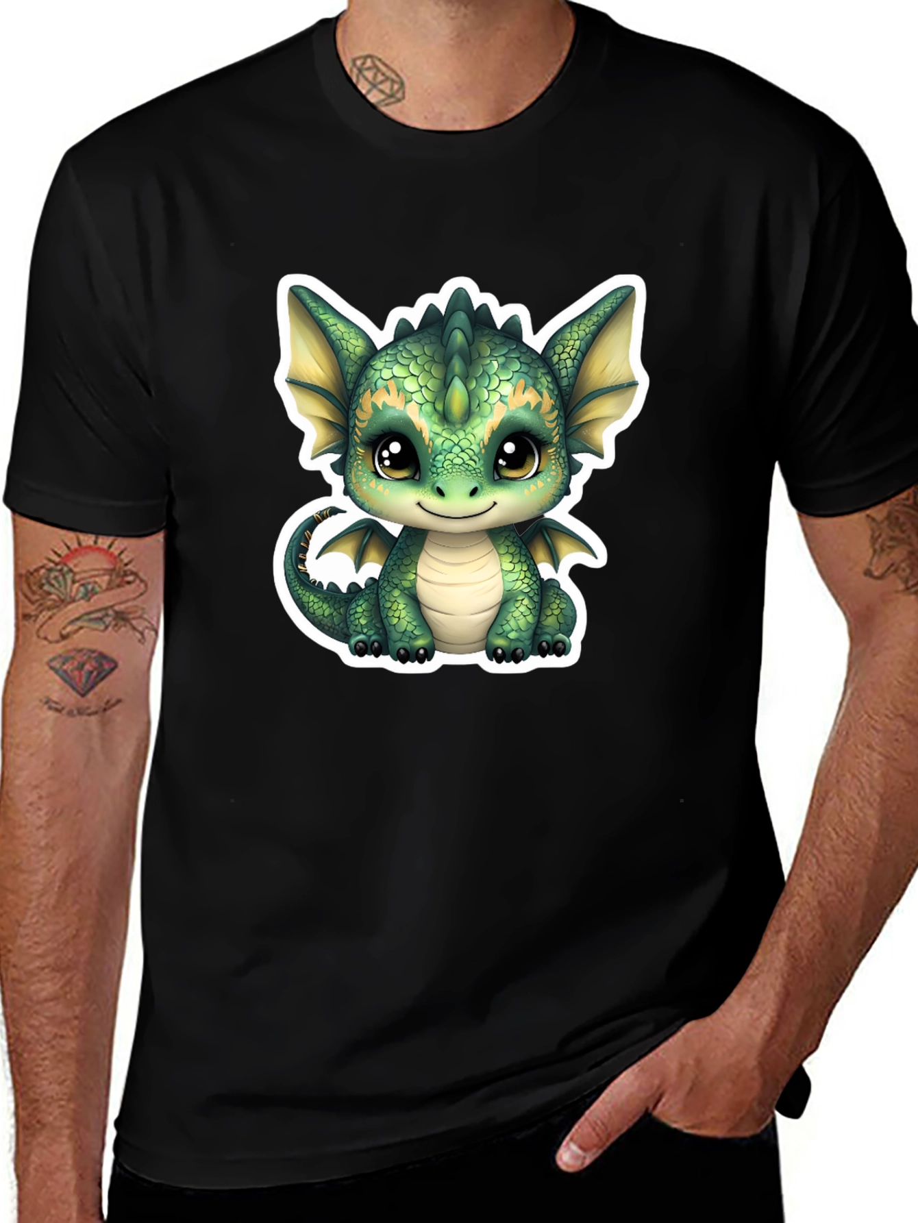 Variant 8 of Cute Dragon Graphic Tee - Soft Black Cotton Shirt