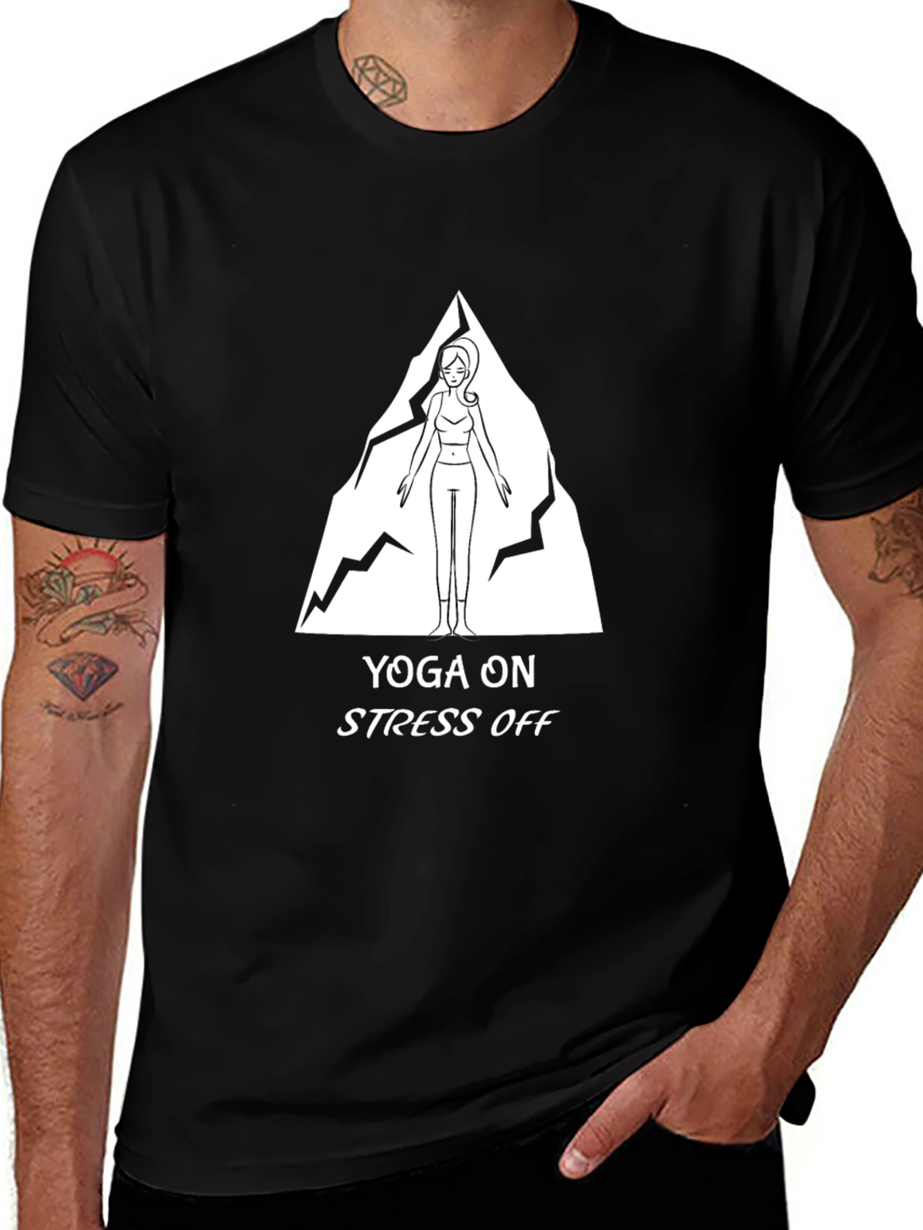 Variant 10 of Yoga On Stress Off Black Graphic Tee