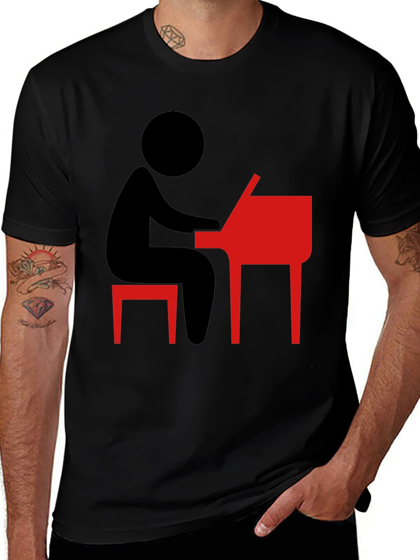Variant 7 of Piano Player Graphic Tee - Black