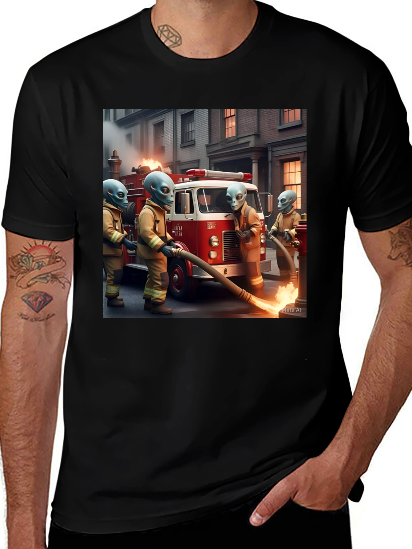 Variant 19 of Alien Firefighter Crew T-Shirt