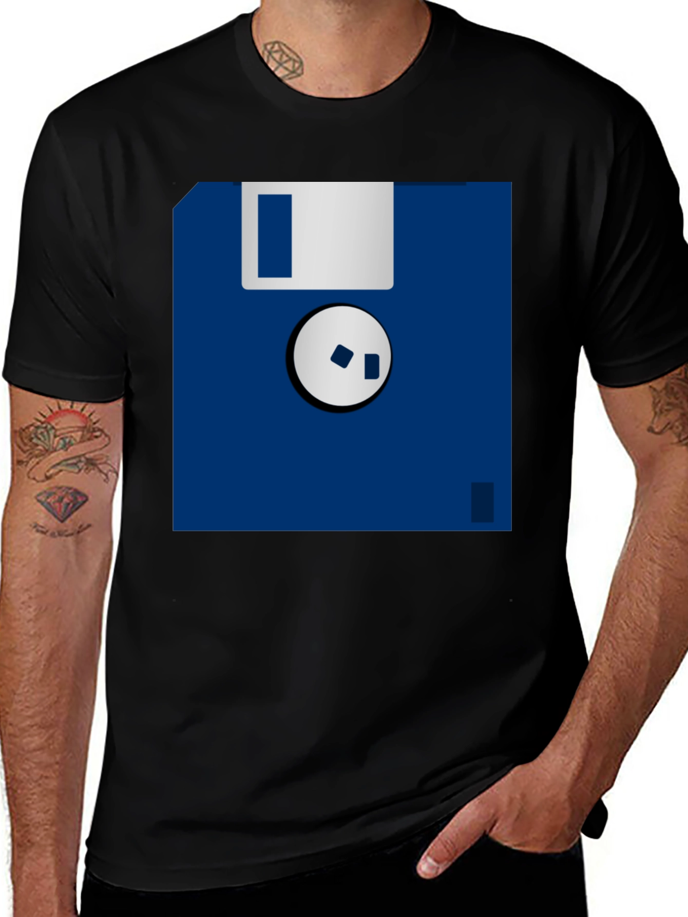 Variant 16 of Retro Floppy Disk Graphic T-Shirt - Black