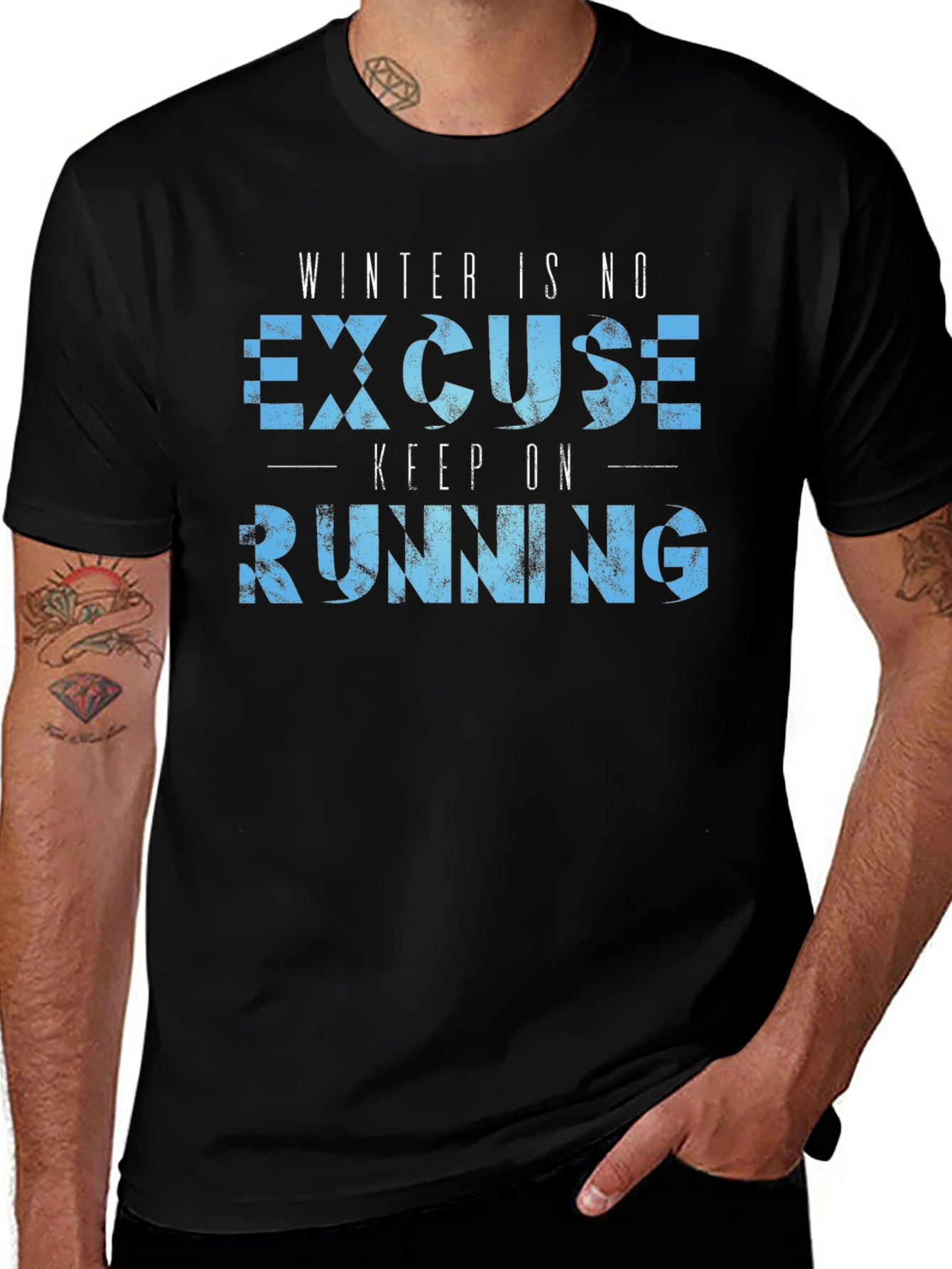 Variant 10 of Winter Running T-Shirt - No Excuse Tee
