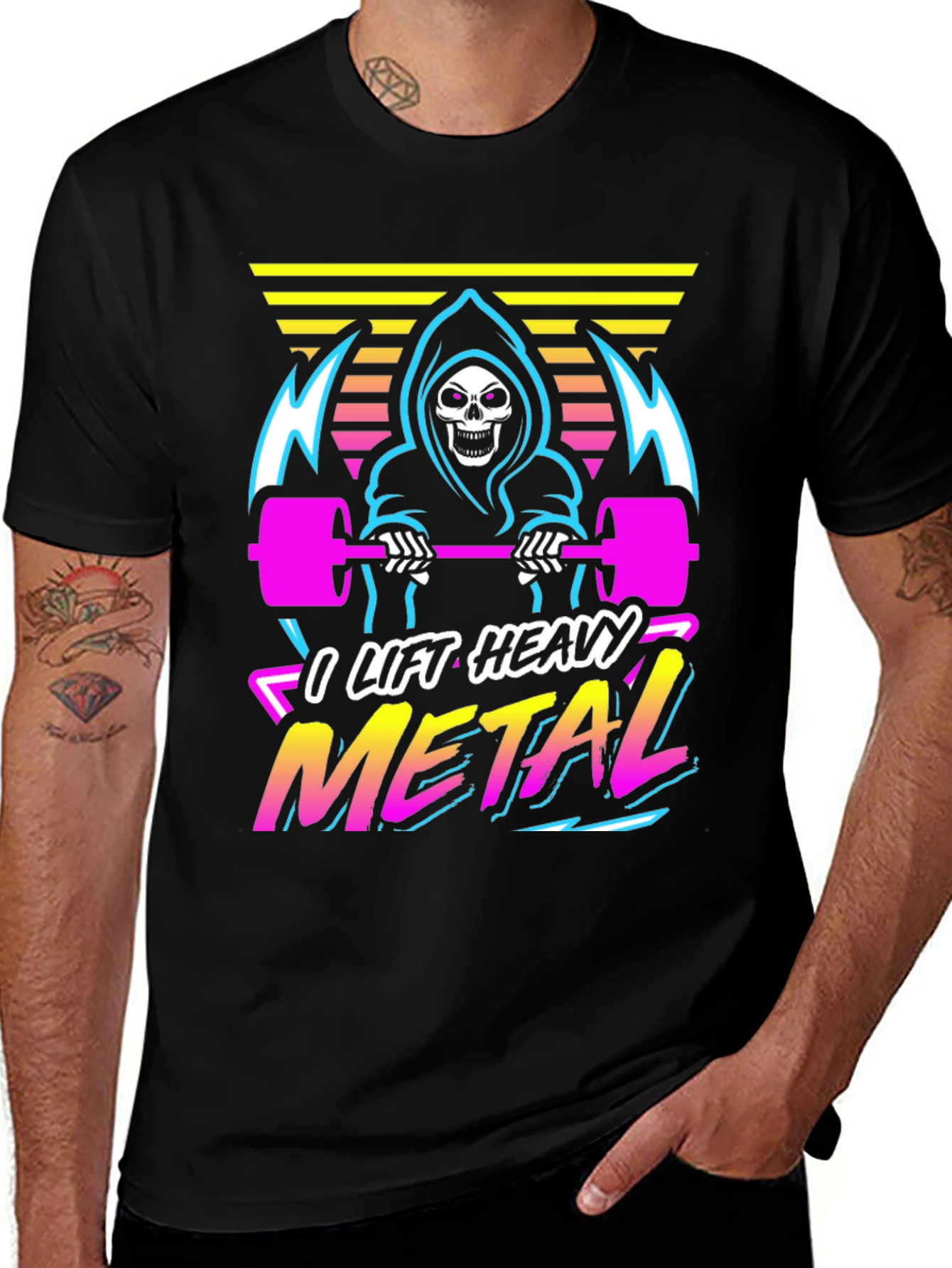 Variant 22 of I Lift Heavy Metal Grim Reaper Gym T-Shirt