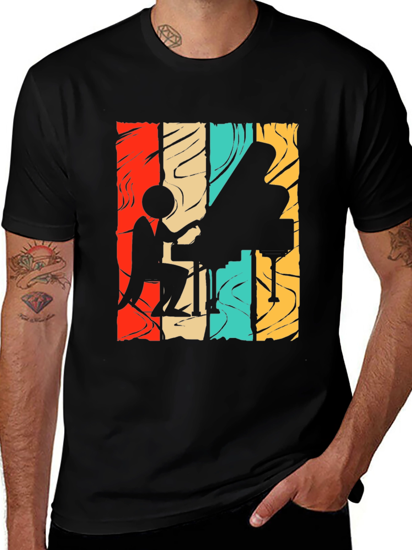 Variant 21 of Retro Piano Player T-Shirt - Musical Style