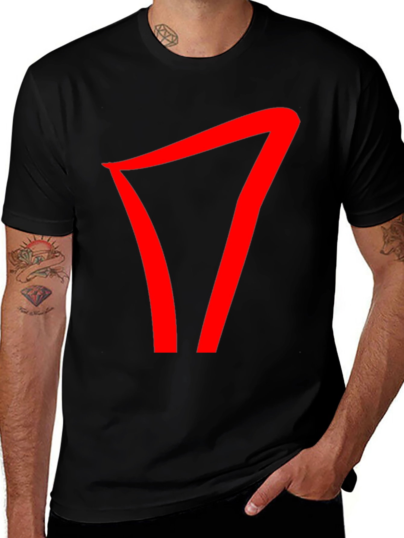 Variant 13 of Bold Red Graphic Tee - Casual Black Cotton Shirt