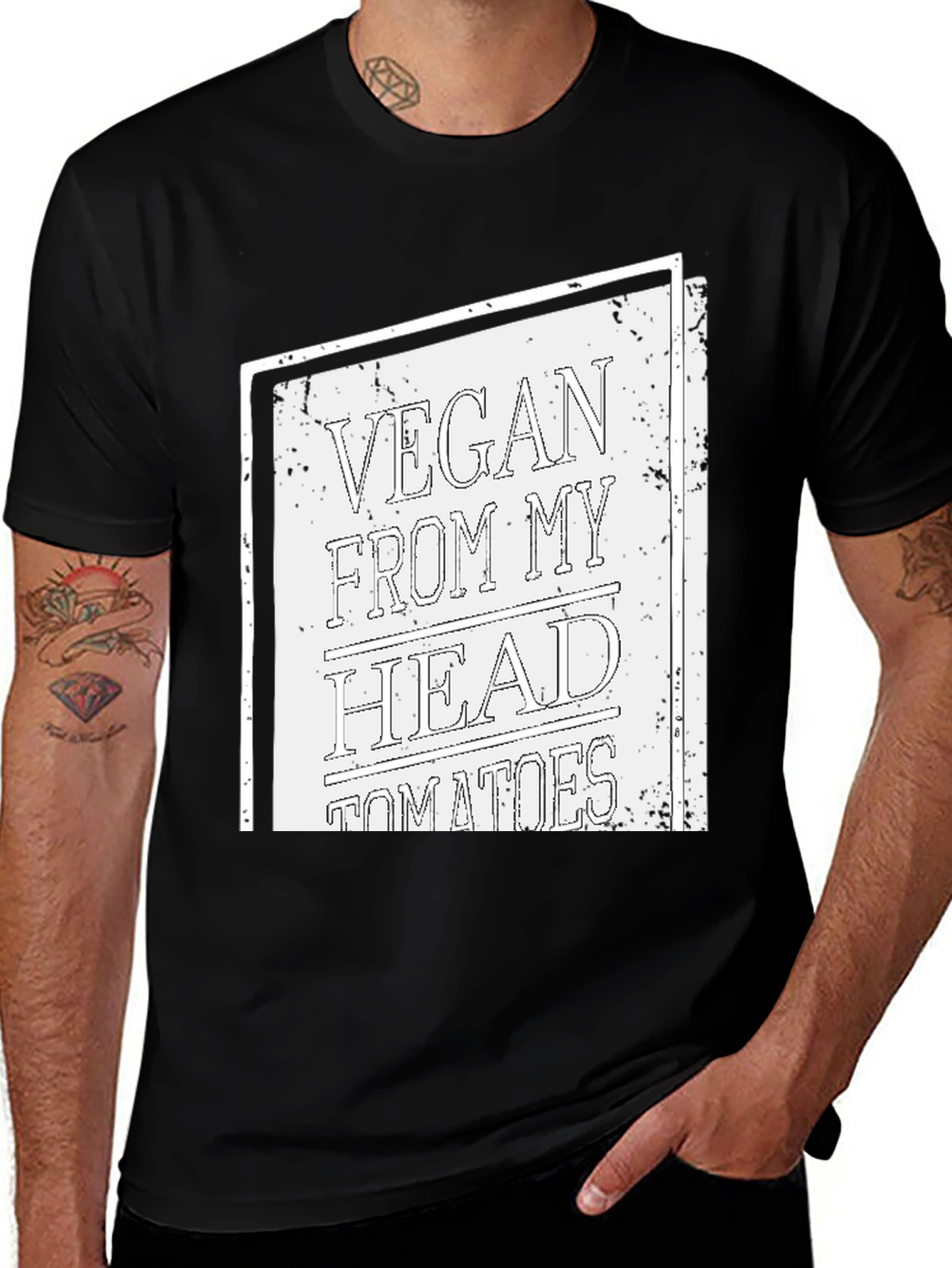 Variant 7 of Vegan From My Head Tomatoes T-Shirt - Black