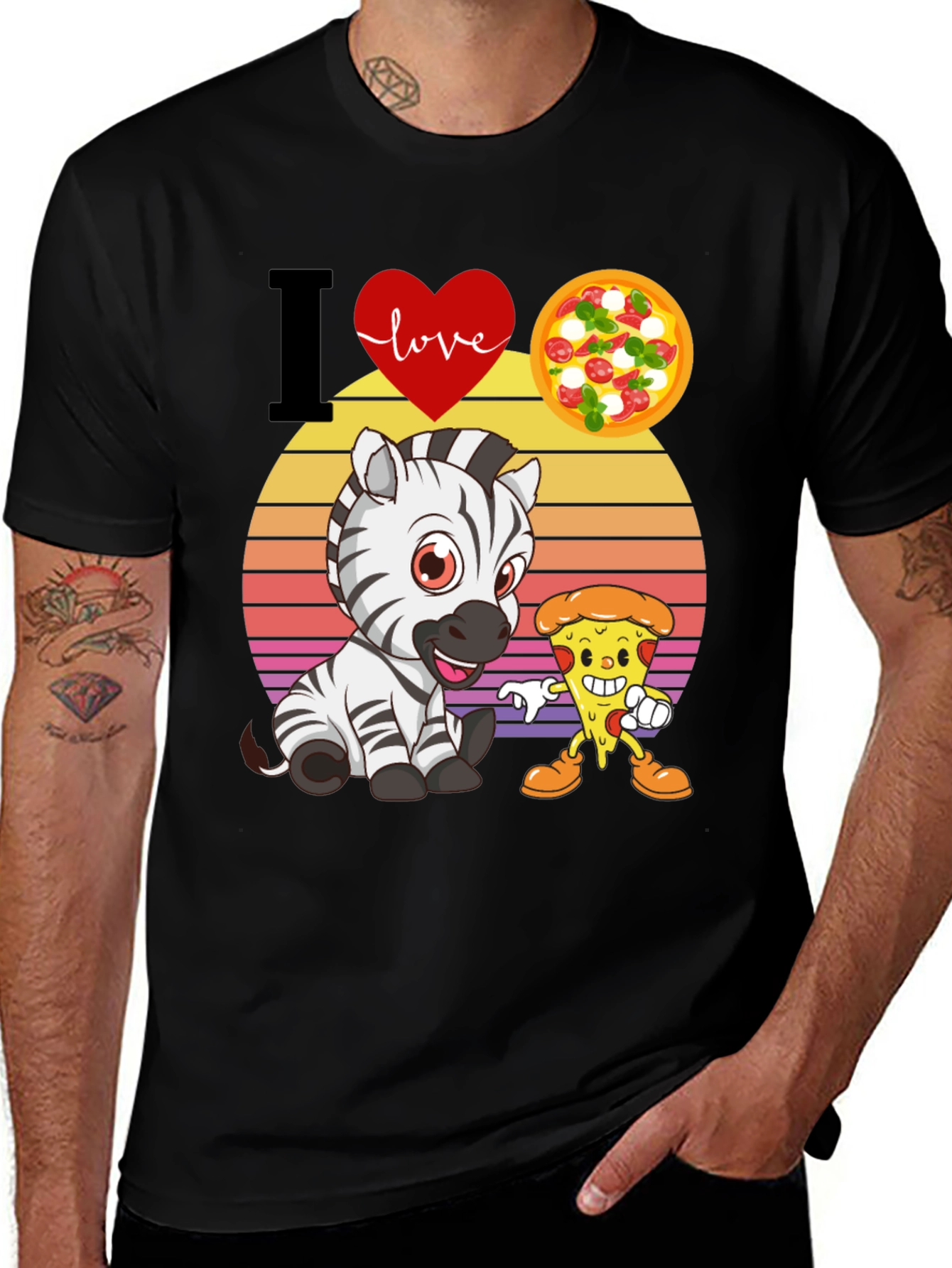 Variant 6 of I Heart Love Zebra and Pizza T-Shirt