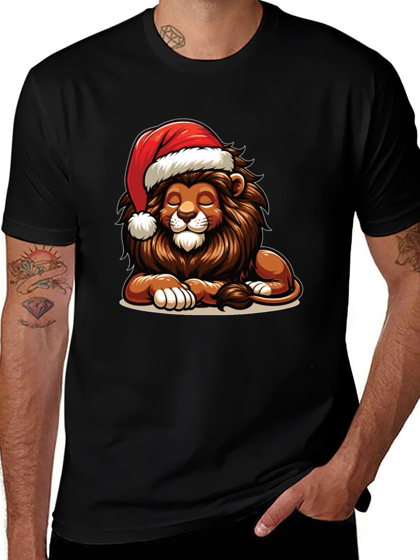 Variant 21 of Lion in Santa Hat Graphic T-Shirt