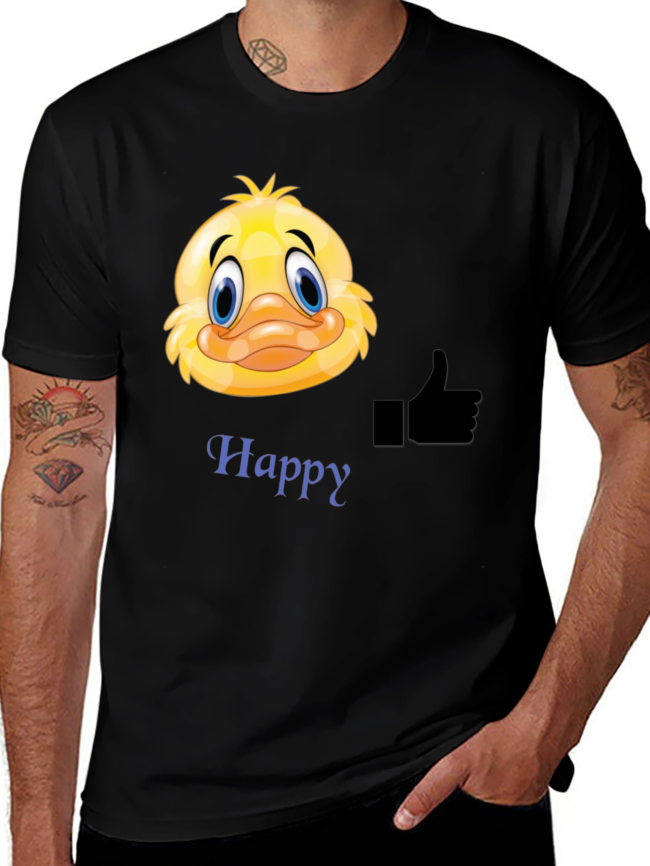 Happy Duck Graphic Tee - Mens Black T-Shirt