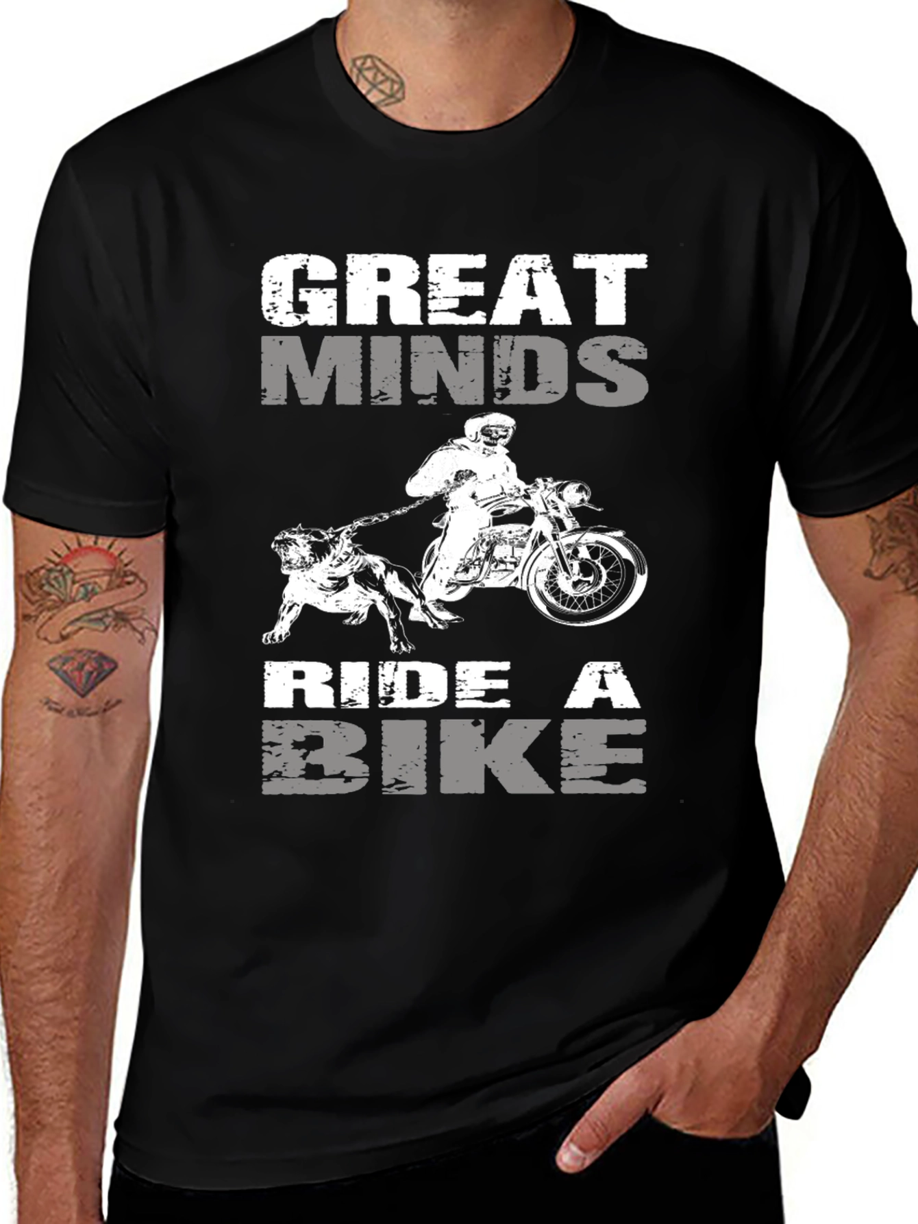Variant 23 of Great Minds Ride Bike Graphic Tee - Black Cotton Blend