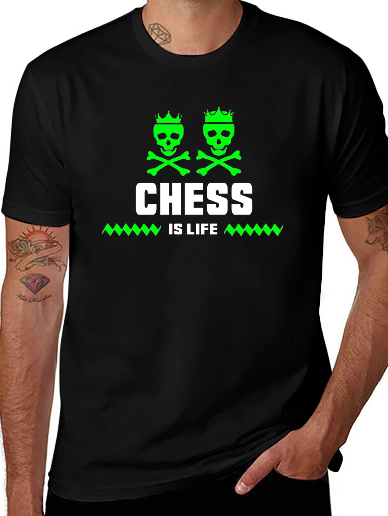 Variant 24 of Chess Is Life T-Shirt - Skull Crown Design