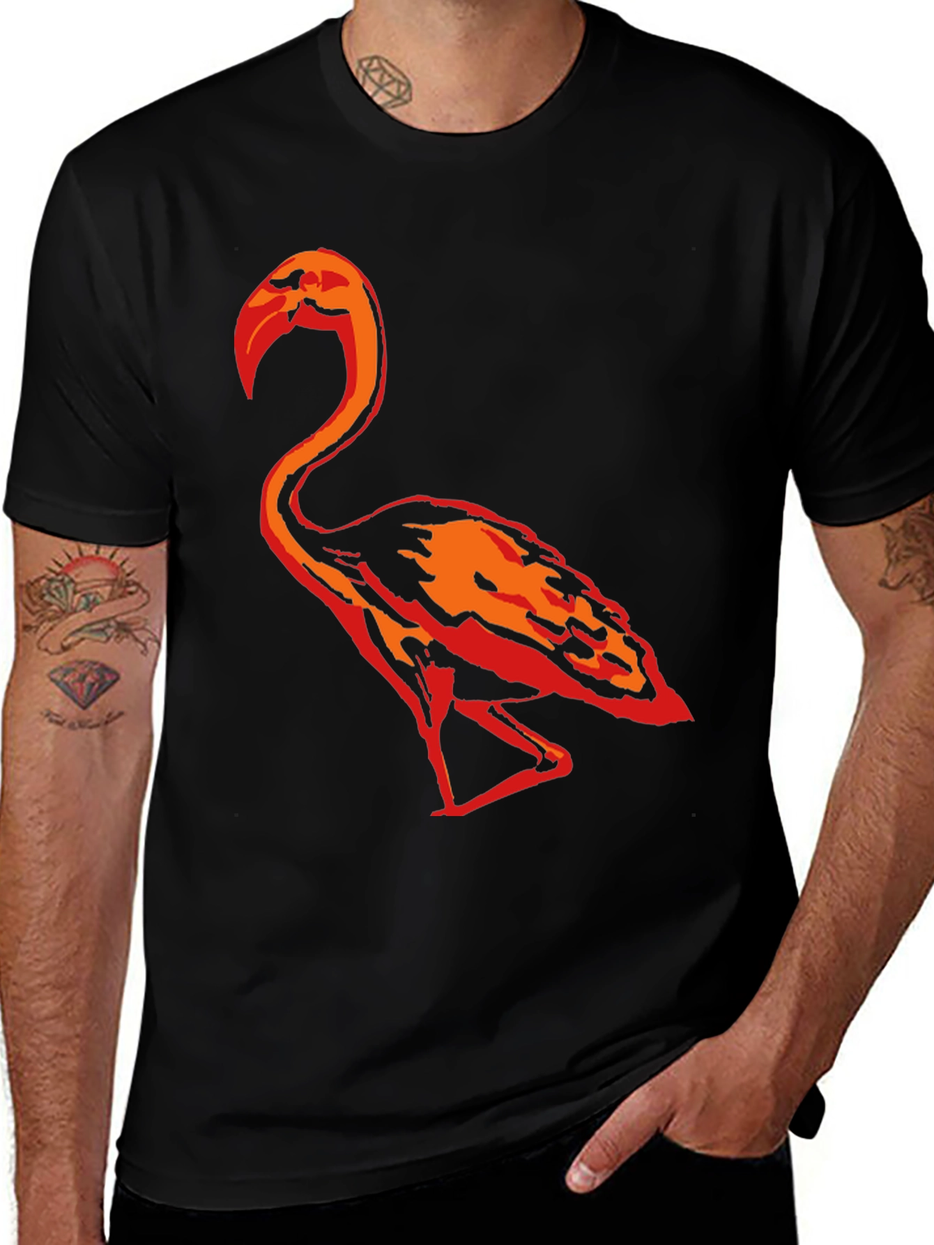 Variant 18 of Flamingo Graphic Tee - Men's Black T-Shirt