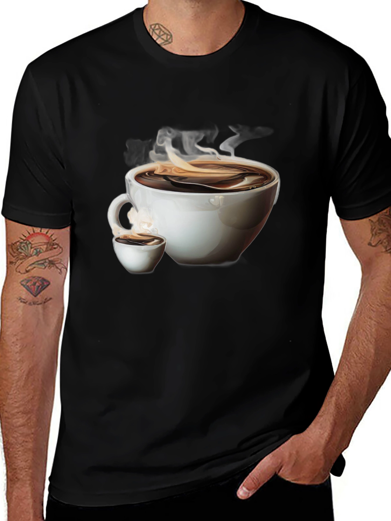 Variant 7 of Coffee Cup Graphic Tee - Black Short Sleeve Shirt