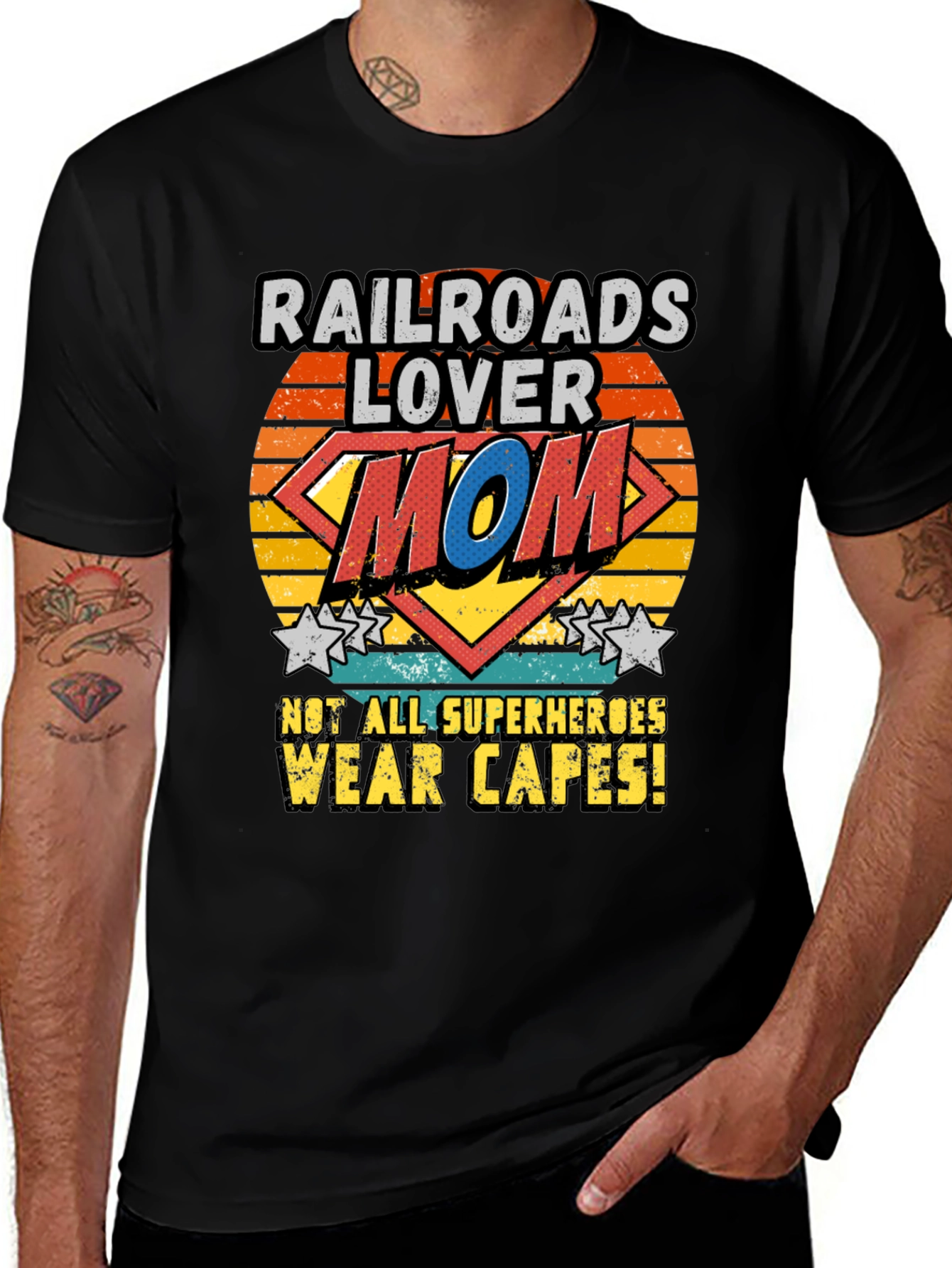Railroads Lover Mom T-Shirt, Superhero Design