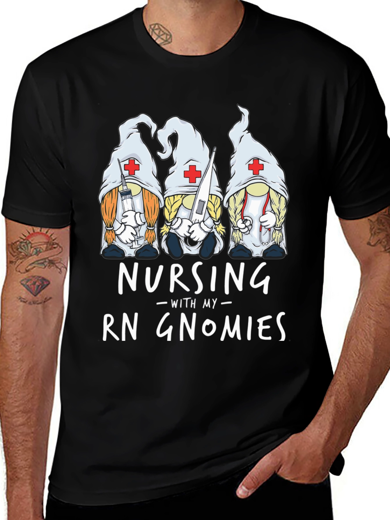 Variant 4 of Nursing RN Gnomies T-Shirt, Funny Nurse Tee