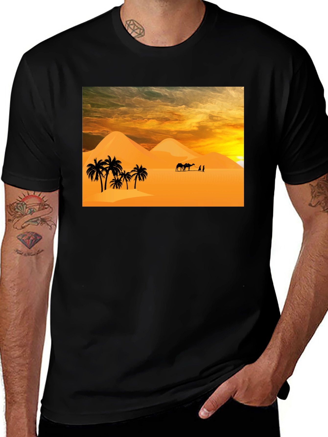 Variant 11 of Desert Scene Graphic T-Shirt - Black