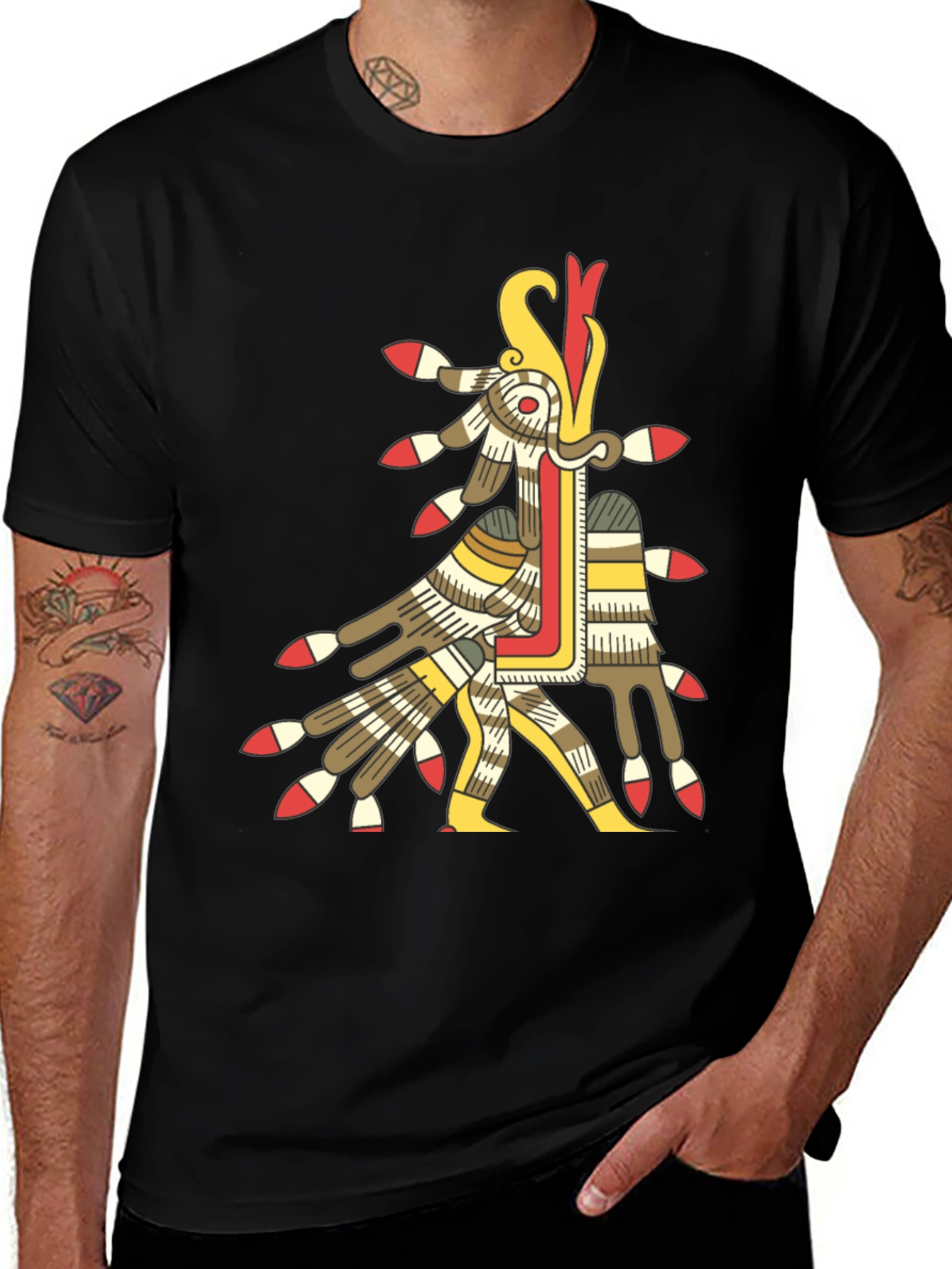 Aztec Sun God T-Shirt - Black Graphic Tee