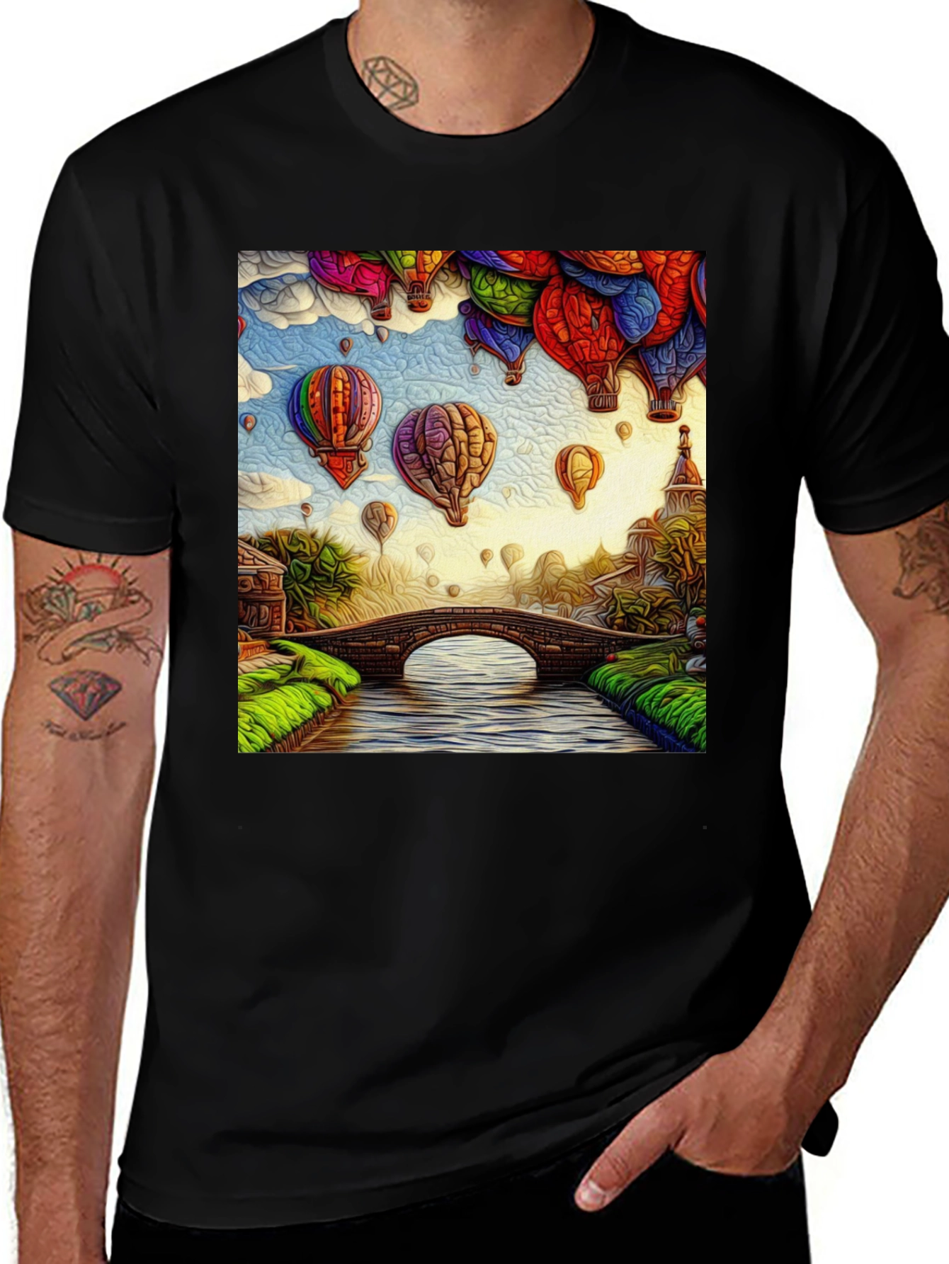 Variant 24 of Hot Air Balloon Bridge T-Shirt 