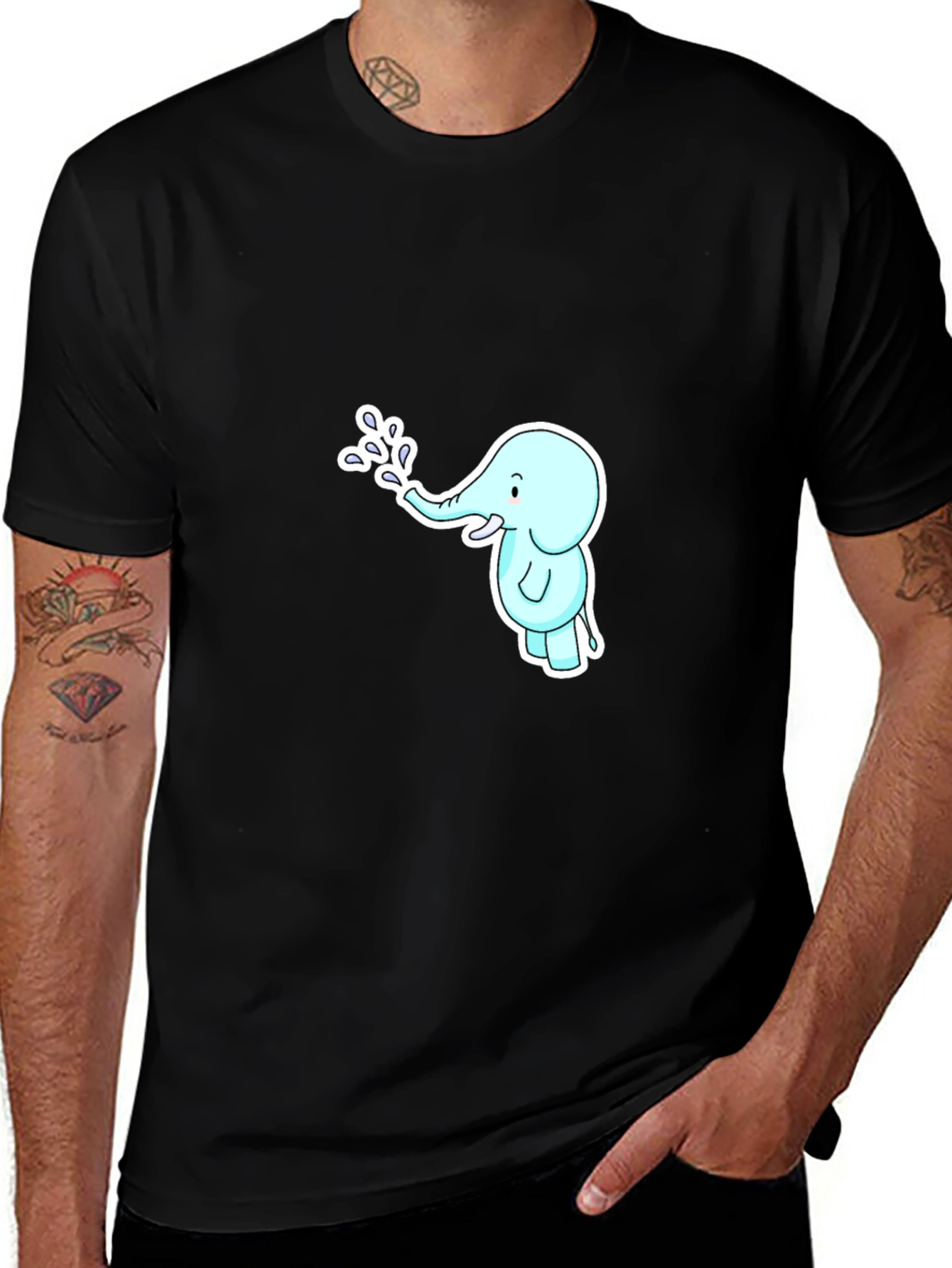 Variant 26 of Cute Elephant Graphic Black T-Shirt