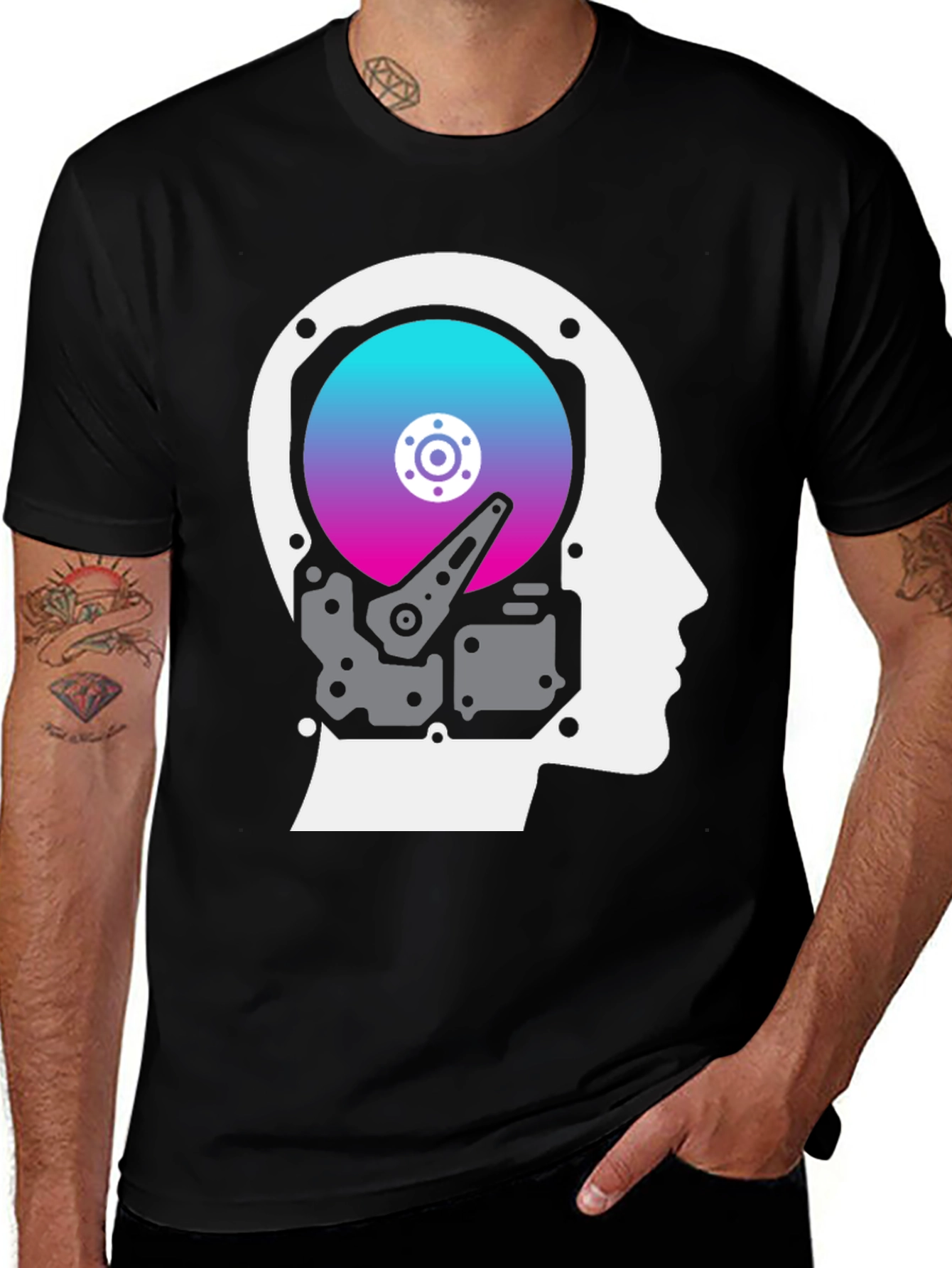 Hard Drive Head T-Shirt - Tech Mind Graphic Tee