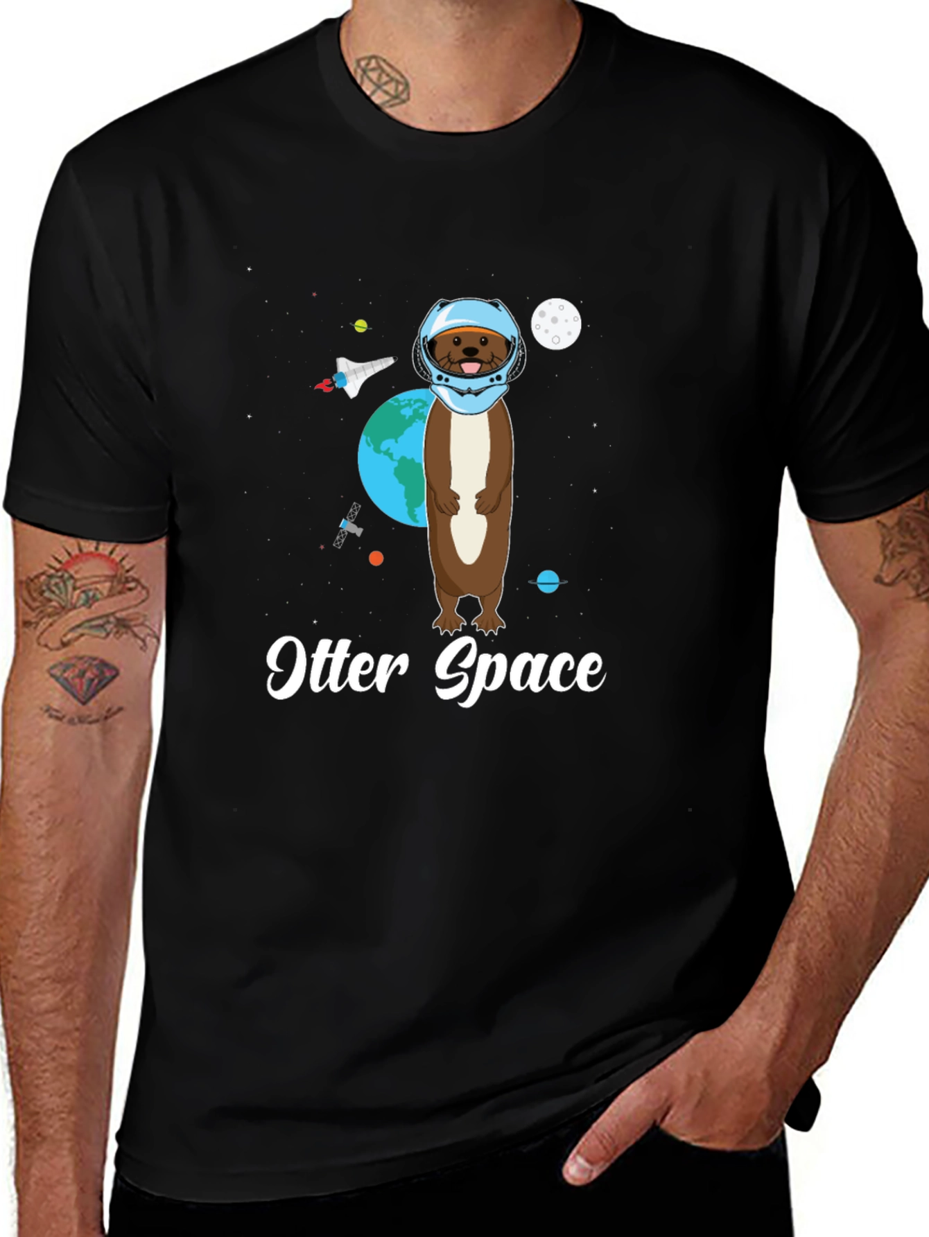 Variant 3 of Otter Space Graphic Tee - Funny Astronaut Design