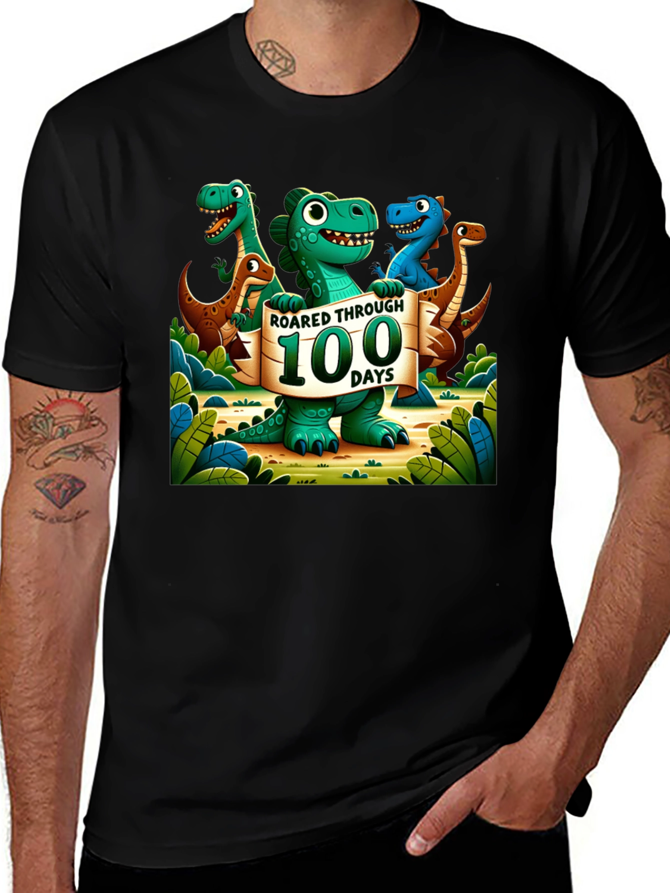 Variant 5 of Roared Through 100 Days Dinosaur T-Shirt