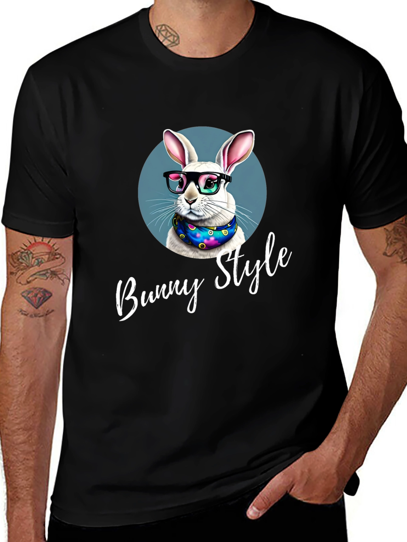 Black Bunny Style T-Shirt - Cool Rabbit Design main image