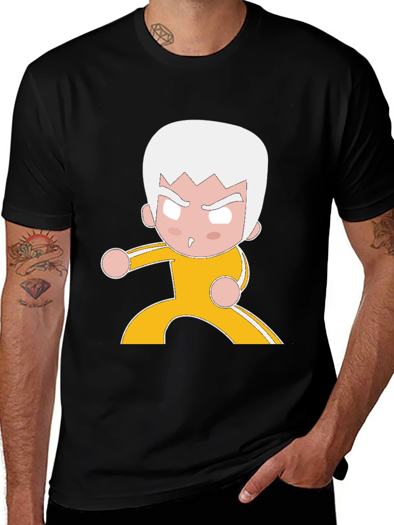 Variant 9 of Funny Cartoon Karate Kid Black T-Shirt