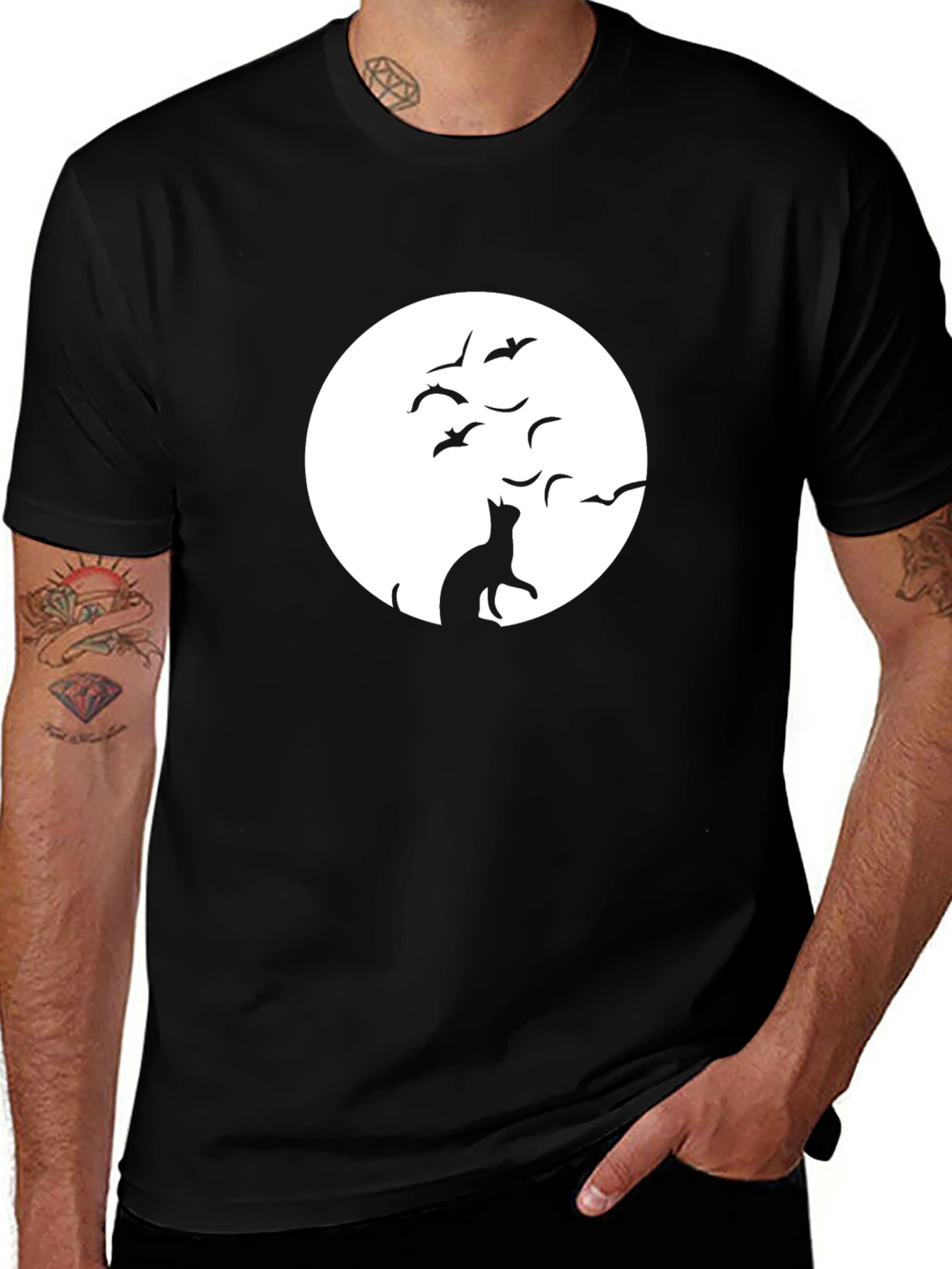Variant 6 of Cat and Moon Graphic Tee
