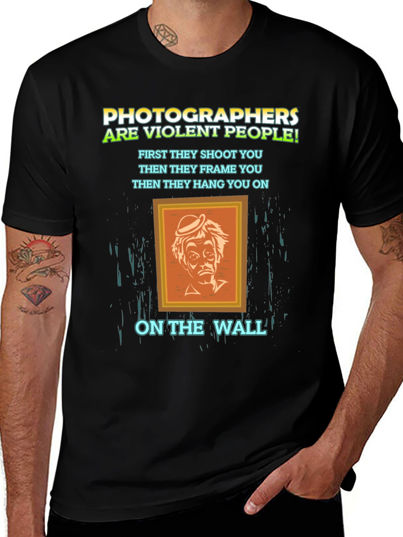 Variant 23 of Photographer Humor T-Shirt - "Violent People"