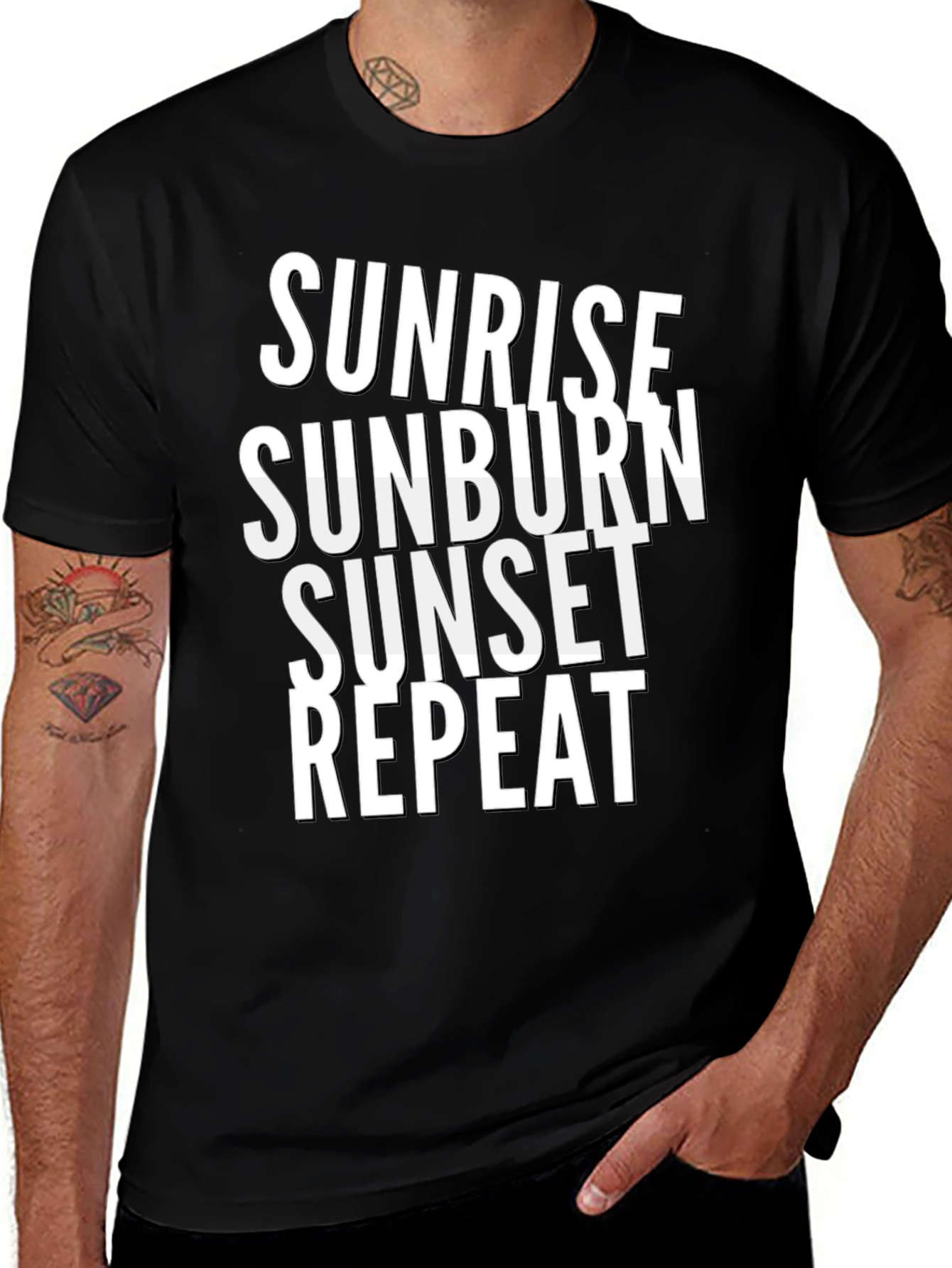 Variant 13 of Sunrise Sunburn Sunset Repeat Graphic Tee