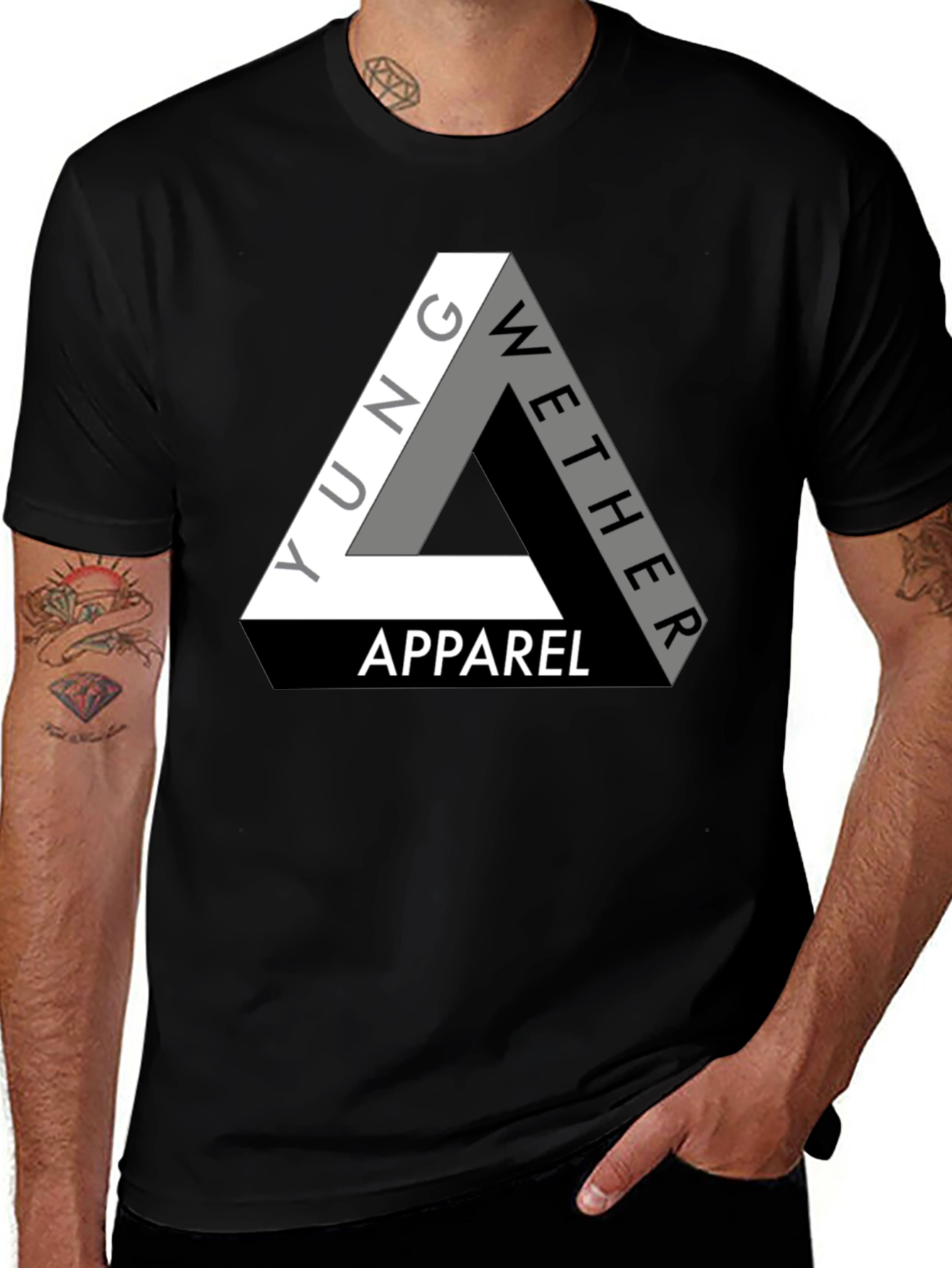 Black Yung Wether Apparel T-Shirt - Modern Triangle Logo Tee main image