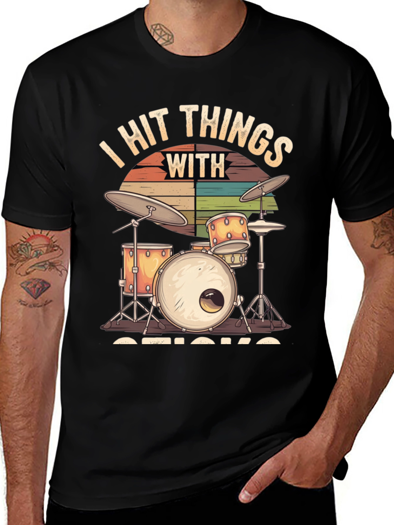 Variant 20 of I Hit Things With Sticks Drummer T-Shirt