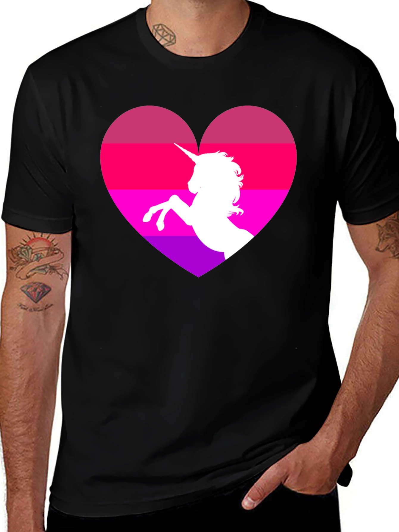 Variant 4 of Unicorn Heart Graphic Black Tee