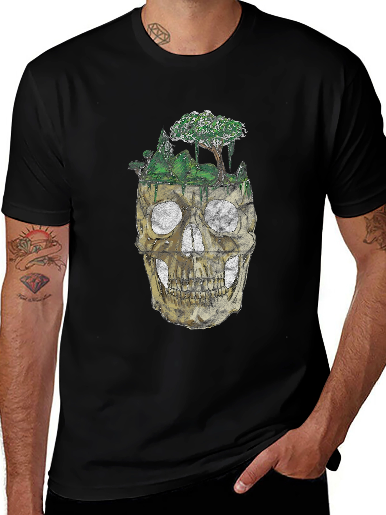 Variant 26 of Skull Forest Graphic Tee - Black