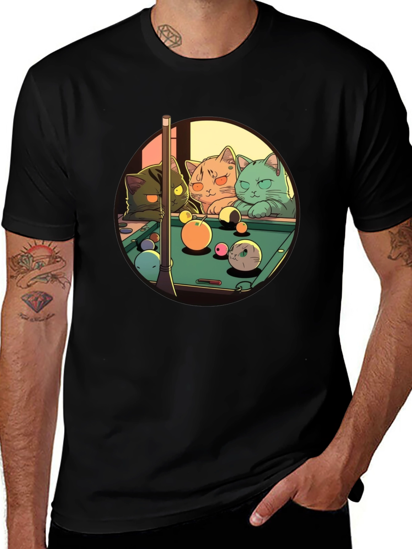 Variant 19 of Cats Playing Pool Graphic T-Shirt - Funky Tee