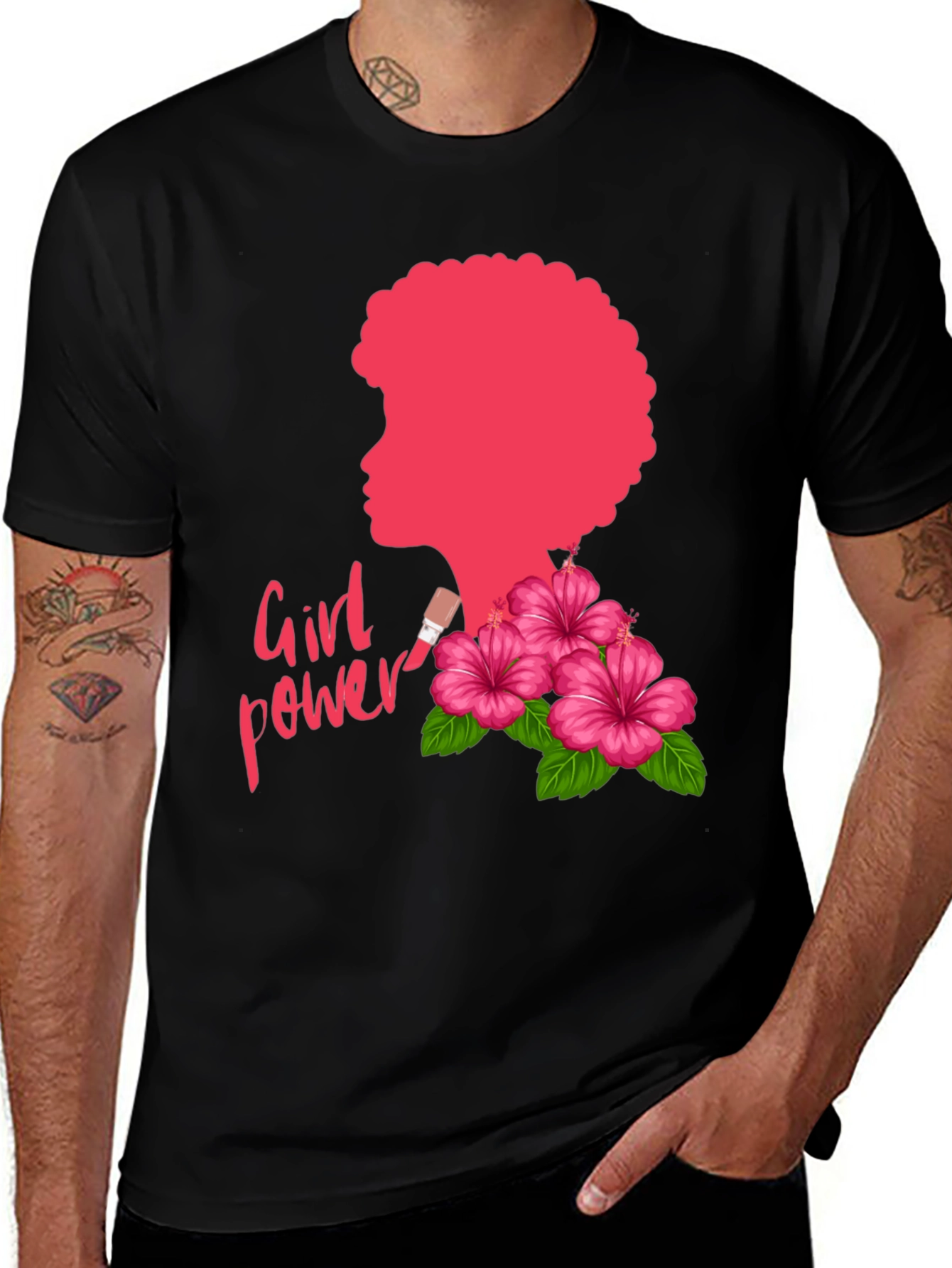 Girl Power Floral Graphic Tee - Empowering Style