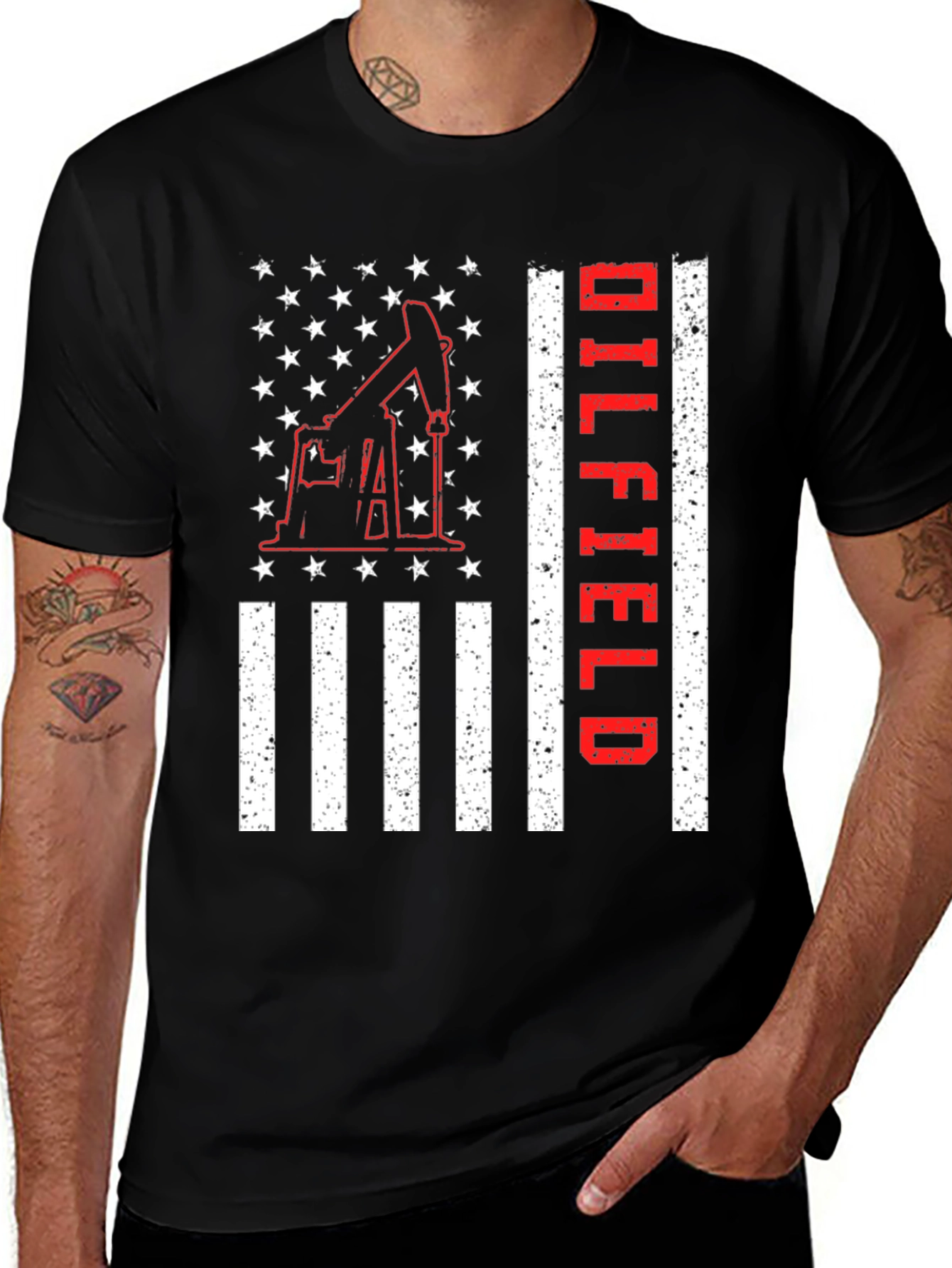 Oilfield American Flag Graphic T-Shirt