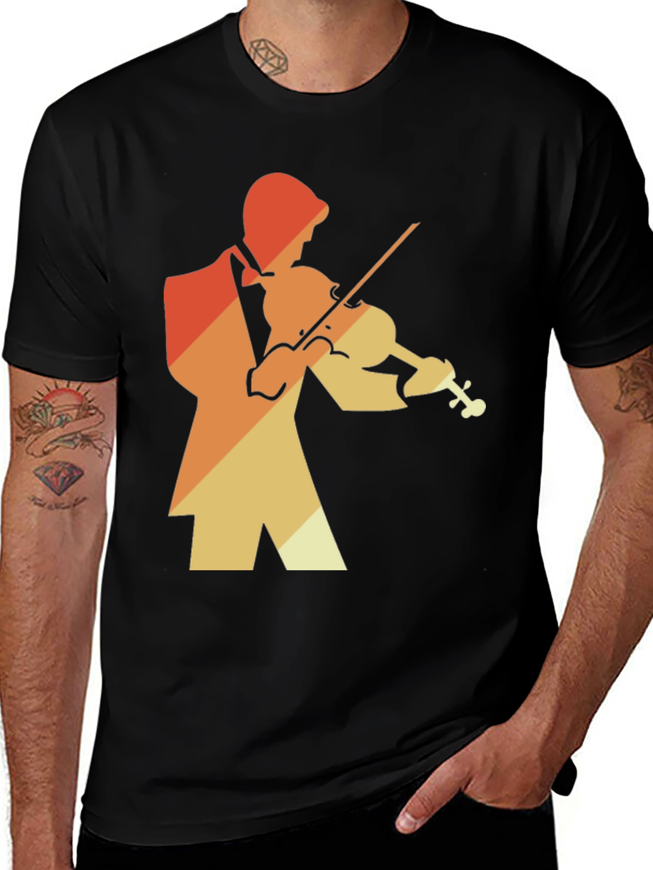 Variant 6 of Retro Violin Player Graphic Tee