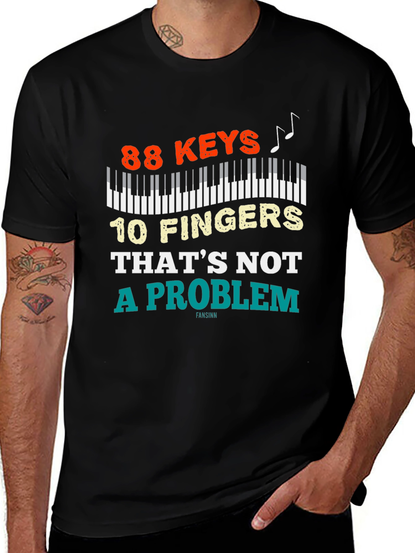 Variant 6 of 88 Keys 10 Fingers T-Shirt - Piano Lover Tee