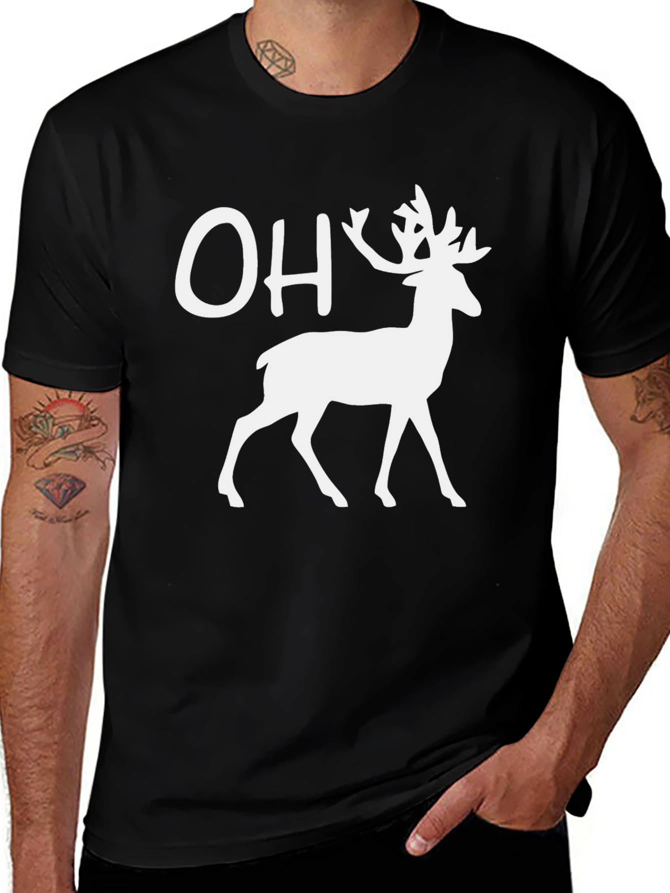 Black OH Deer T-Shirt - Funny Graphic Tee main image