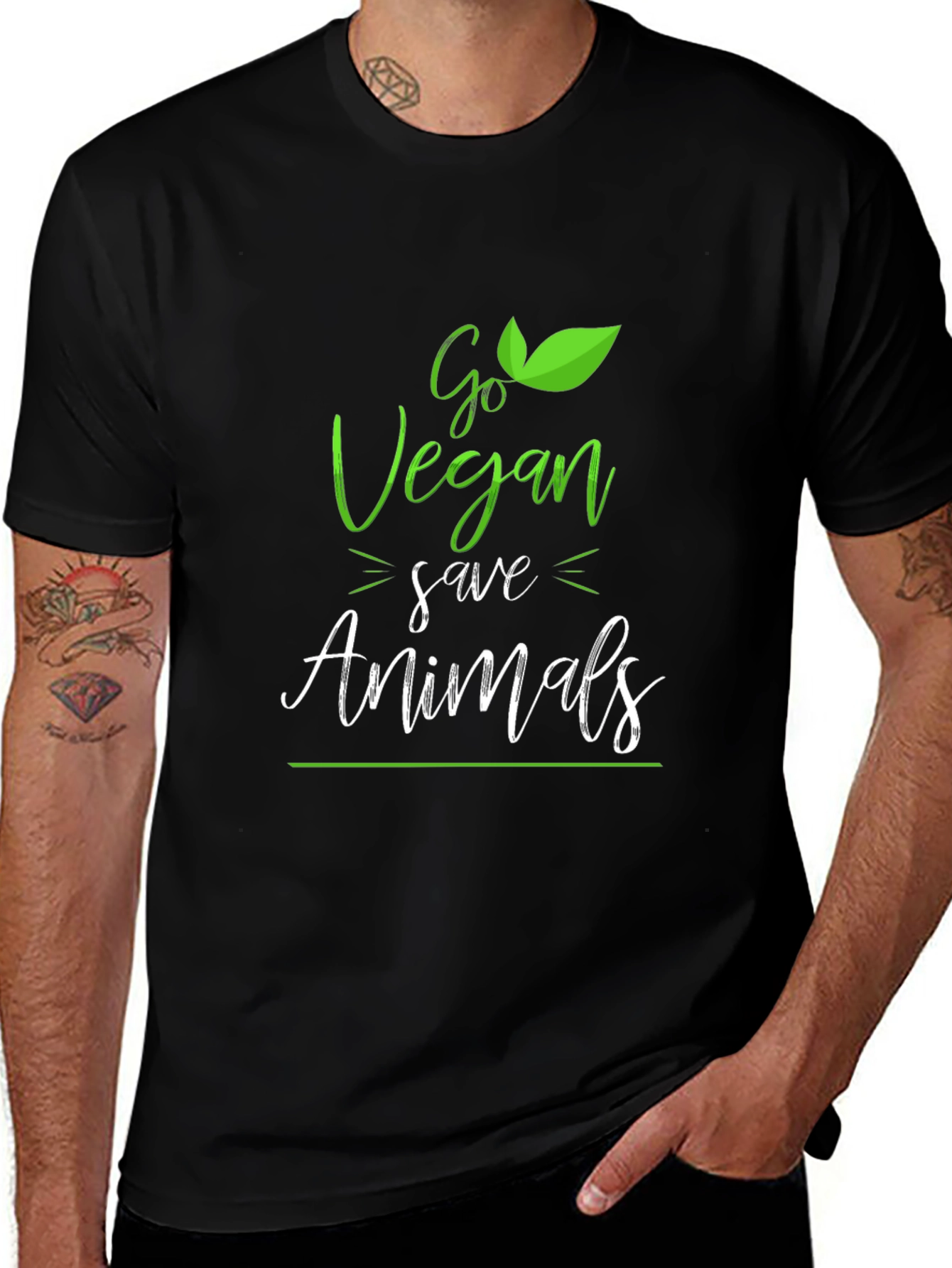 Variant 15 of Go Vegan Save Animals T-Shirt - Unisex Black Tee