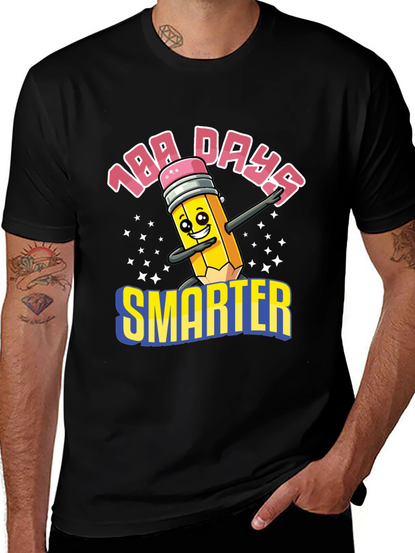 Variant 12 of 100 Days Smarter T-Shirt, Fun Pencil Graphic Tee